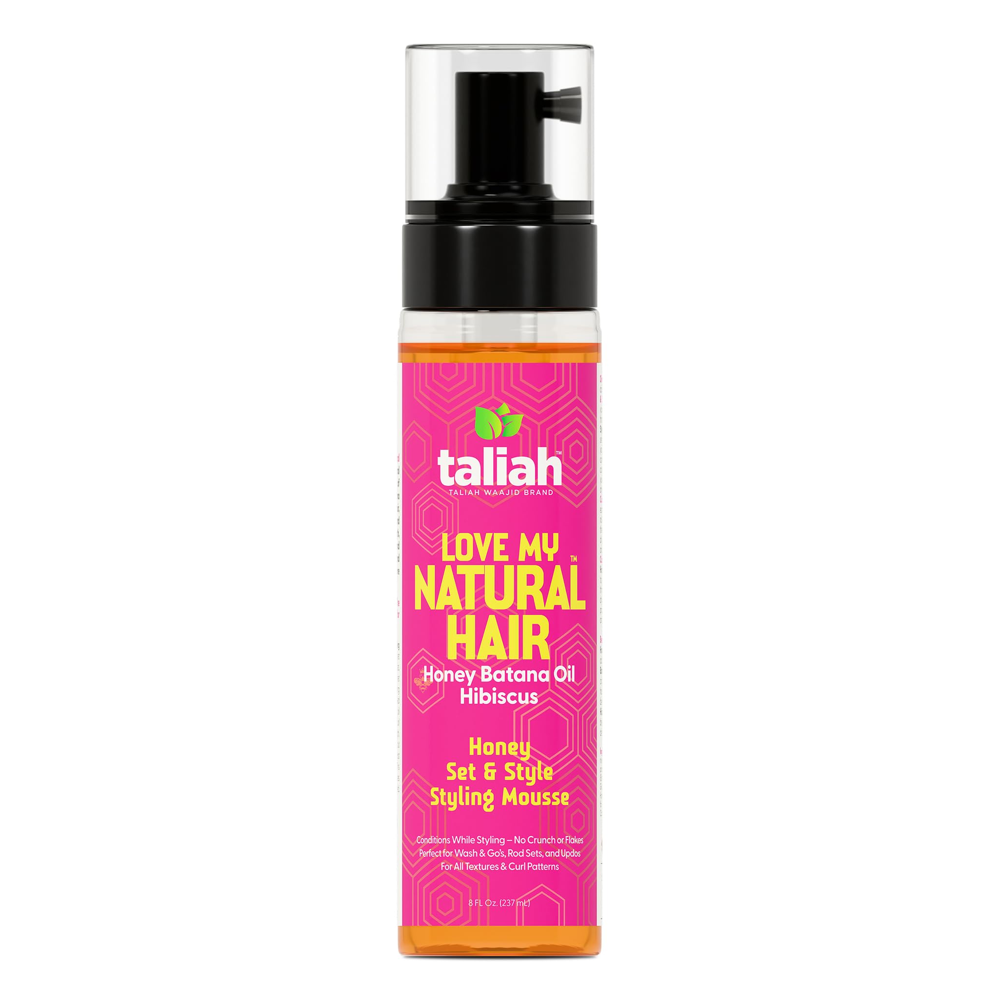 Taliah Waajid Love My Natural Hair Honey Set & Style Styling Mousse 8oz – Lightweight Foaming Mousse with Honey & Batana Oil – Curl Defining, Frizz Control, No Crunch, for Natural, Curly, Coily Hair