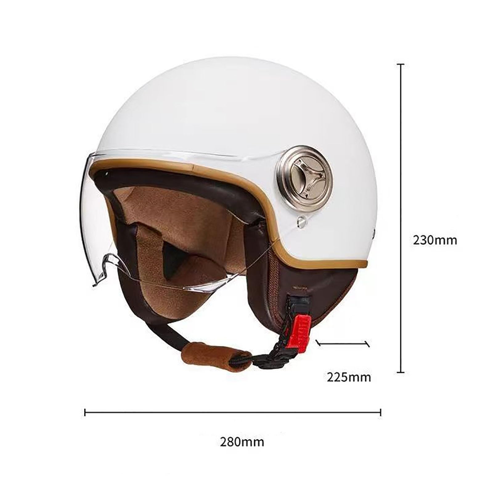Casco Jet con Visera Solar, Casco de Moto para Hombre y Mujer, Casco de Scooter, Casco Ciclomotor, Chopper,Moto, Casco Abierto, Casco Piloto,Certificado ECE BeigeA