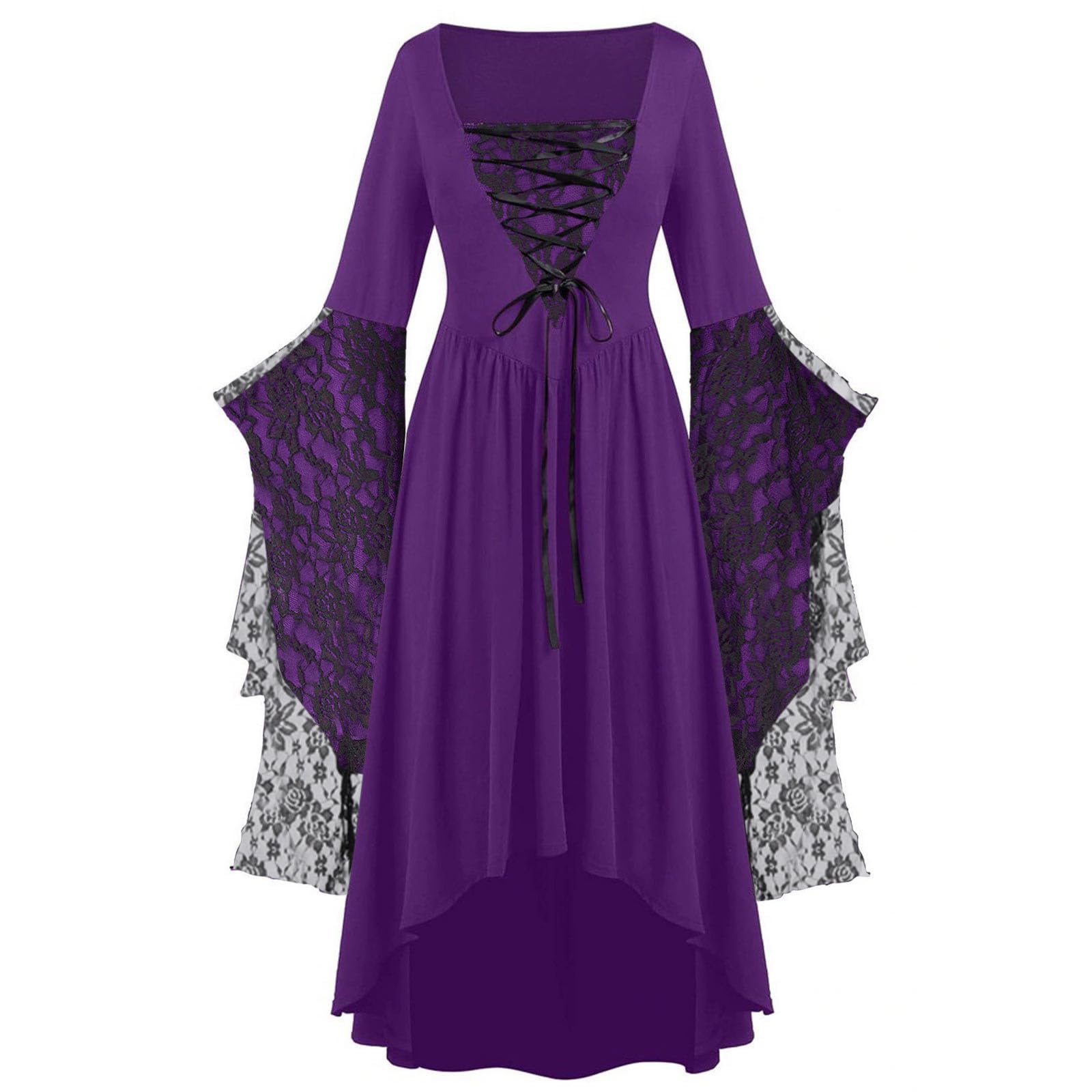 AMhomely Halloween Dresses Skull Women - Vintage Gothic Dress High Low