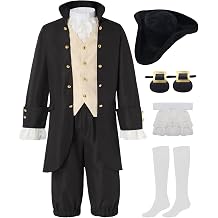 Kids Colonial Costume Boys 18th Century America Cosplay Costume with Hat 4-17