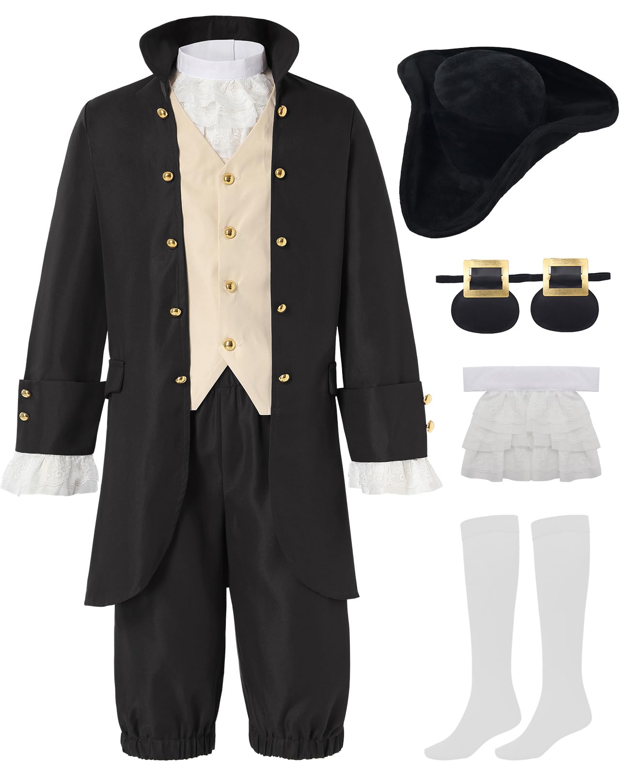 Photo 1 of ***SEE NOTES***aicoaub Kids Colonial Costume Boys 18th Century America Cosplay Costume with Hat 4-17
