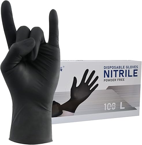 Wostar Guantes desechables de nitrilo sin polvo y látex, guantes de examen de nitrilo desechables no estériles de 4 mil para pantalla táctil