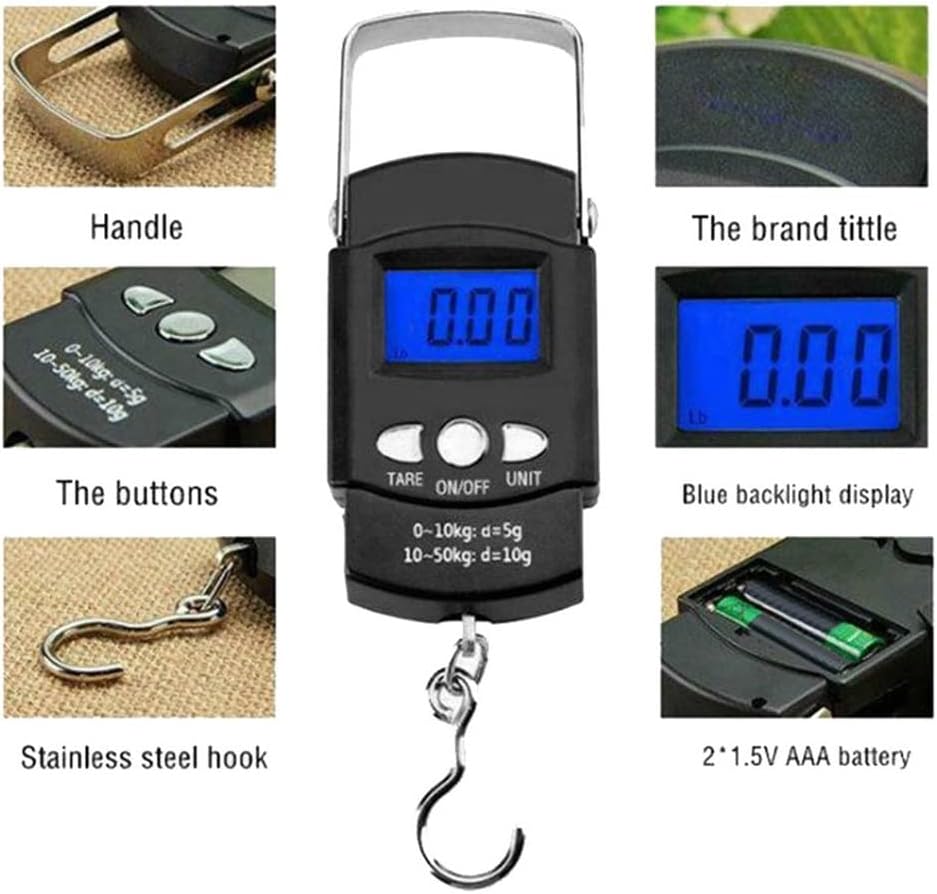 Utility Luggage Scale Portable LCD Mini Digital Scale Fishing Luggage Travel Weighting Steelyard Hanging Hook Weight Tool Weighing Weighing
