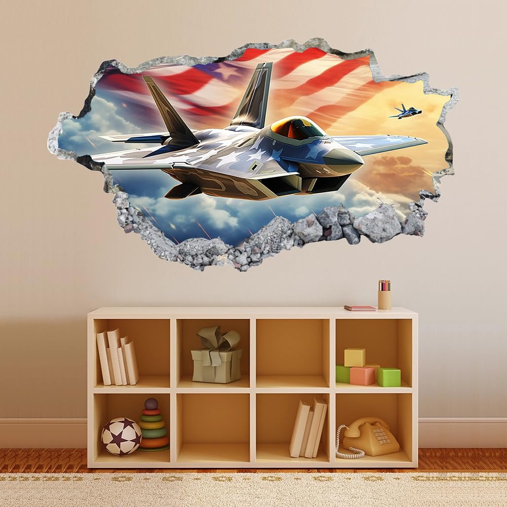 3D Wandtattoo Durchbruch Wanddeko Flugzeug Wanddurchbruch sticker Wandbild Wandsticker Wolke Wohnzimmer Wanddeko Wandaufkleber für Kinderzimmer Mädchen Teenager Zimmer