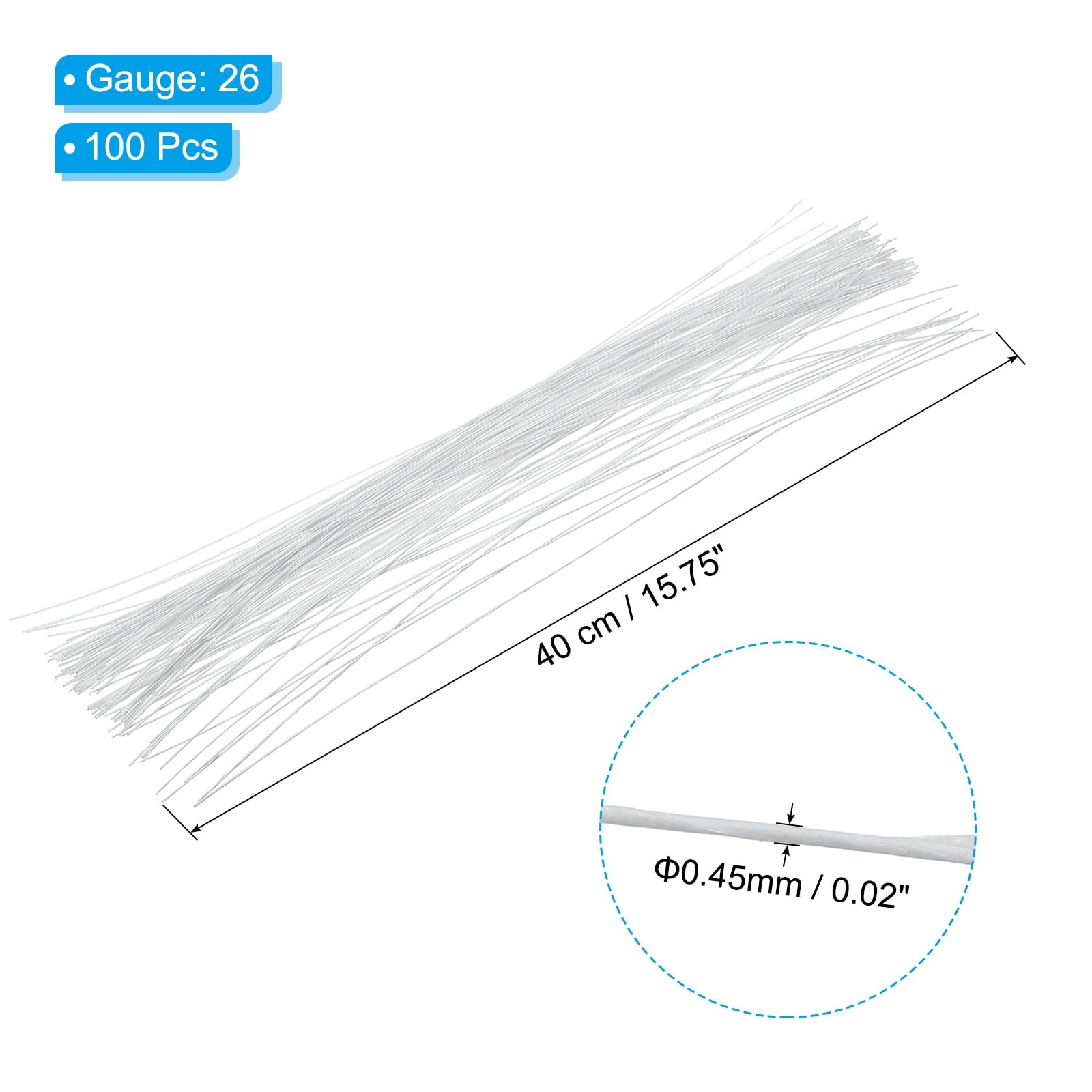 PATIKIL Filo Per Steli Floreali In Ferro Avvolto In Carta 26 Gauge 40 Cm 100 Pezzi Accessori Per Steli Fiori Artificiali Per Bouquet Fai Da Te E Decorazioni Artigianali Bianco