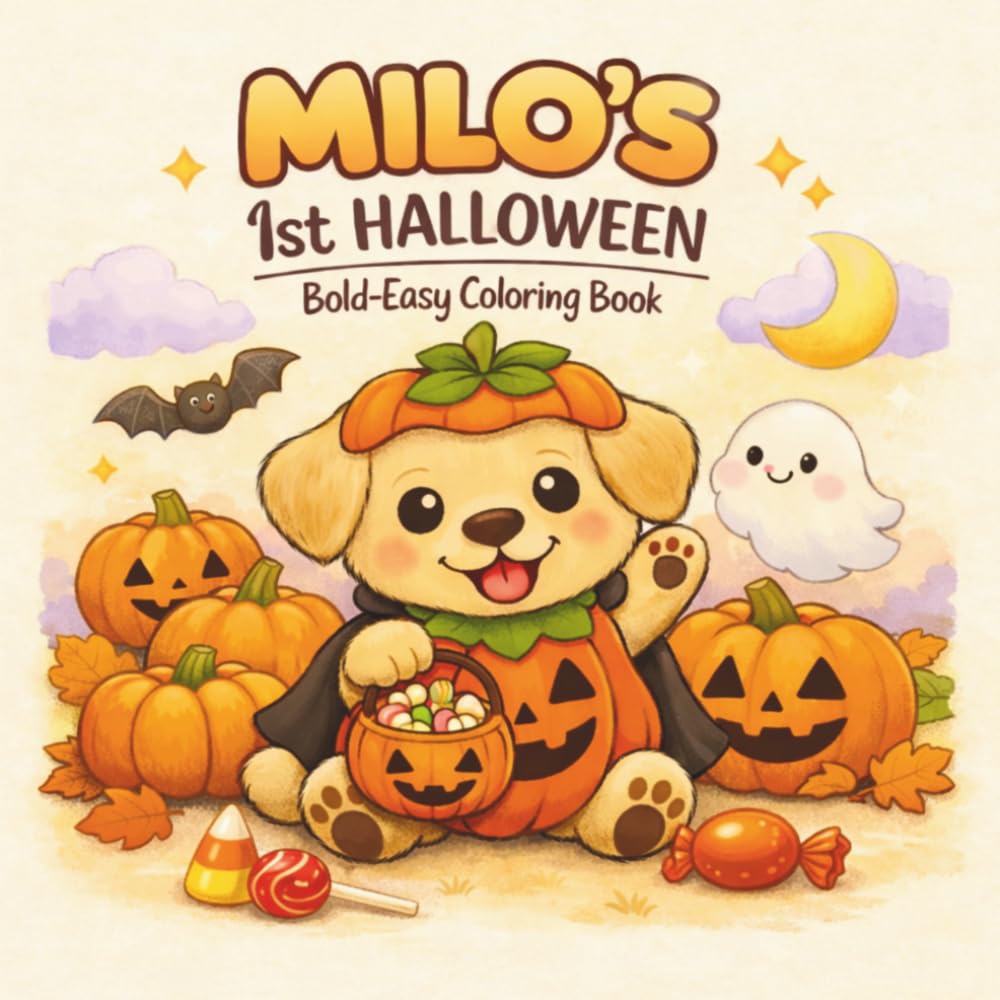 Little Milo’s Big Adventures MILO'S FIRST HALLOWEEN: A Bold and Easy Kawaii Coloring Book for Kids and Toddlers