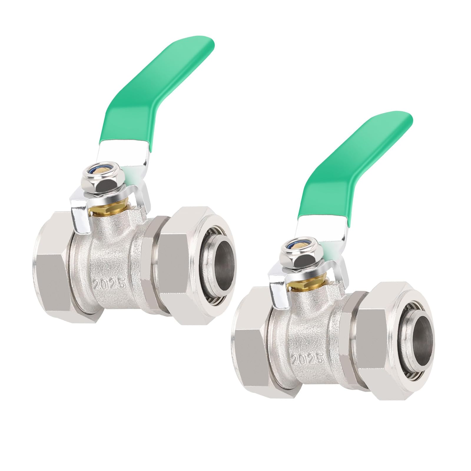 2Pack Brass Ball Valves for Air Pipe with Double O Rings Compression Fittings and Easy Installation Shutoff Valves Air Compressor