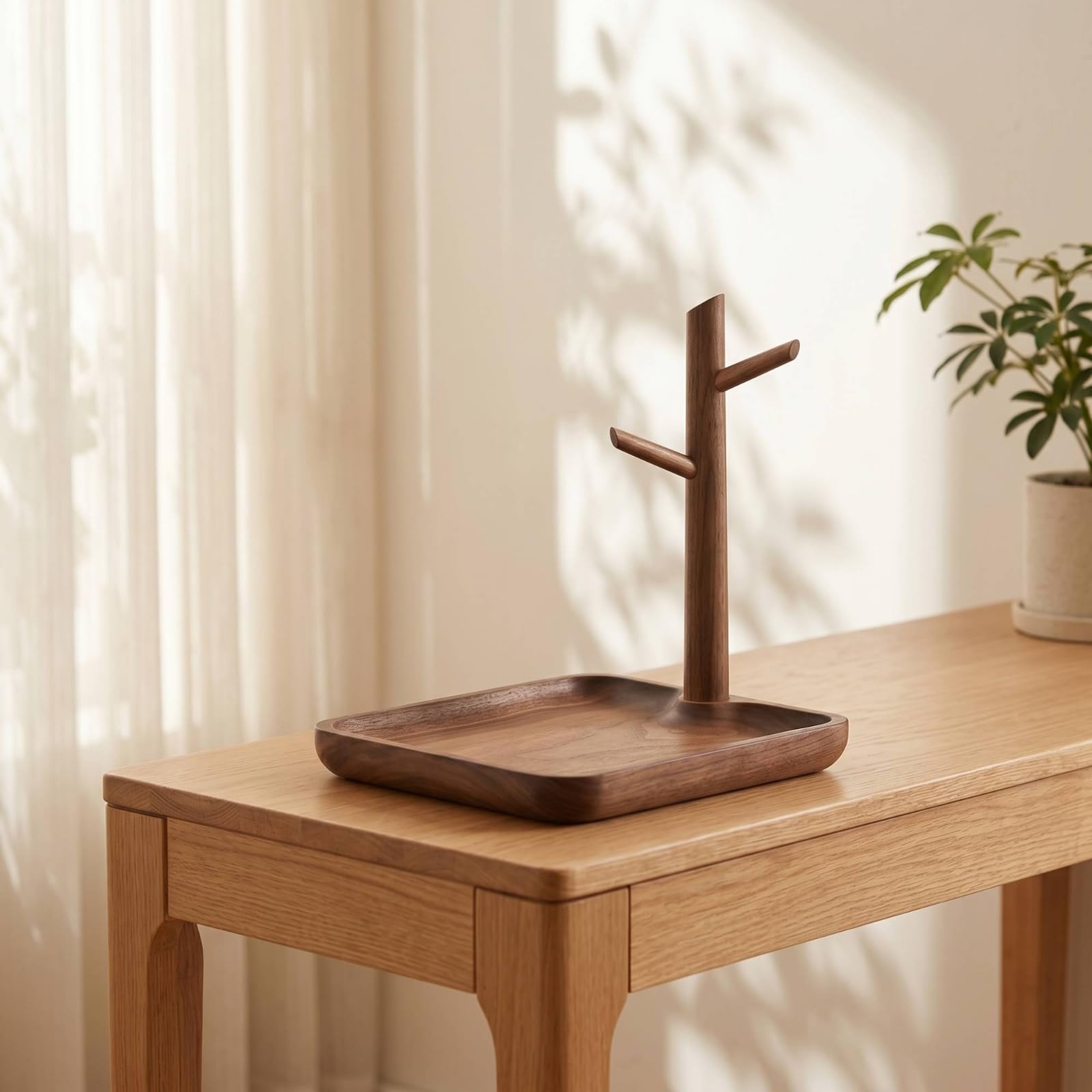 Organizzatore da Tavolo con Ganci Moderno Organizzatore in Legno con Ganci Versatile Svuotatasche in Legno per Comò