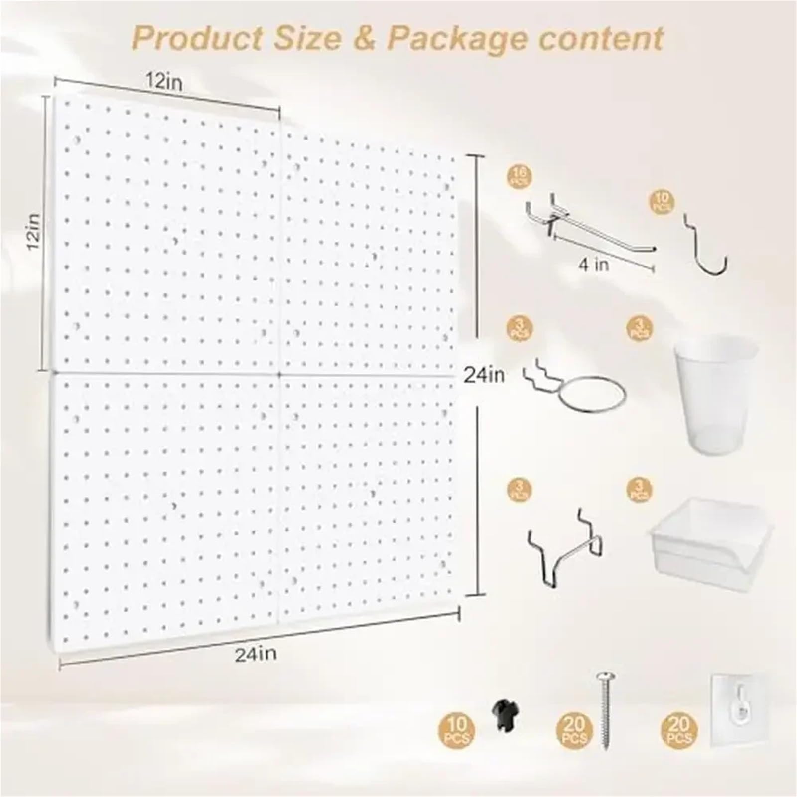 Lochwand-Set, Kunststoff-Lochwand-Organizer mit Haken und Zubehör, platzsparende Lösung for Garage, Werkstatt für Werkbank, Garage