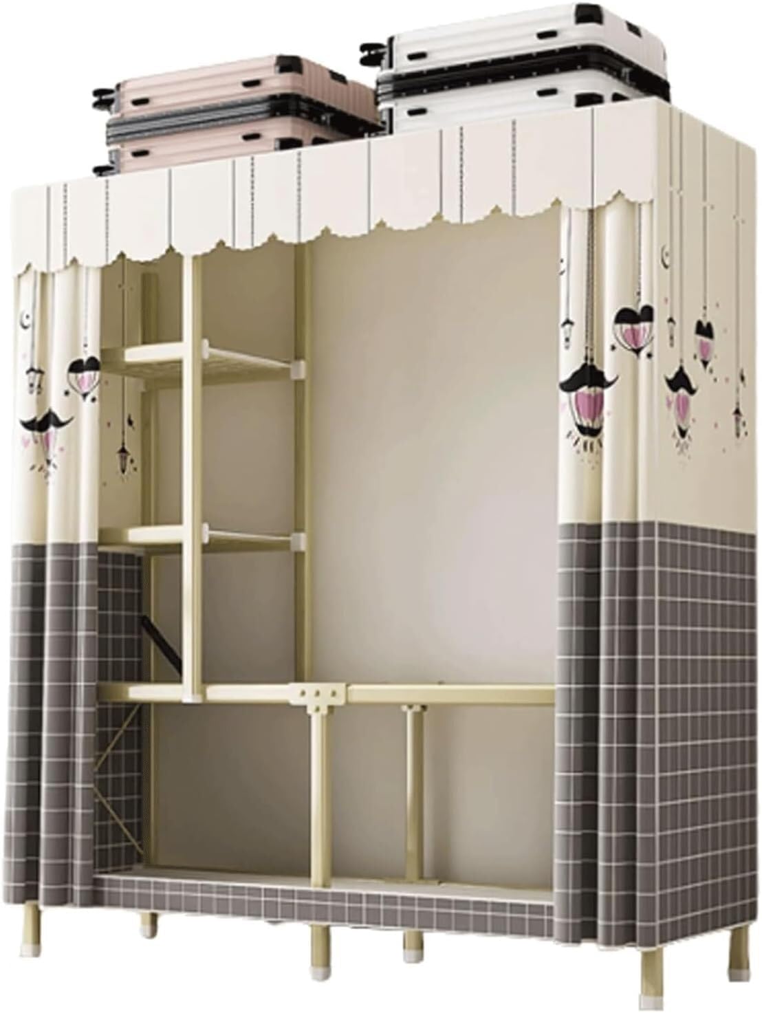 TIST Large Wardrobe with Clothes Rod Closet Oxford Cloth Closet for Bedroom Portable Stylish Wardrobe Closet(B,128cm)