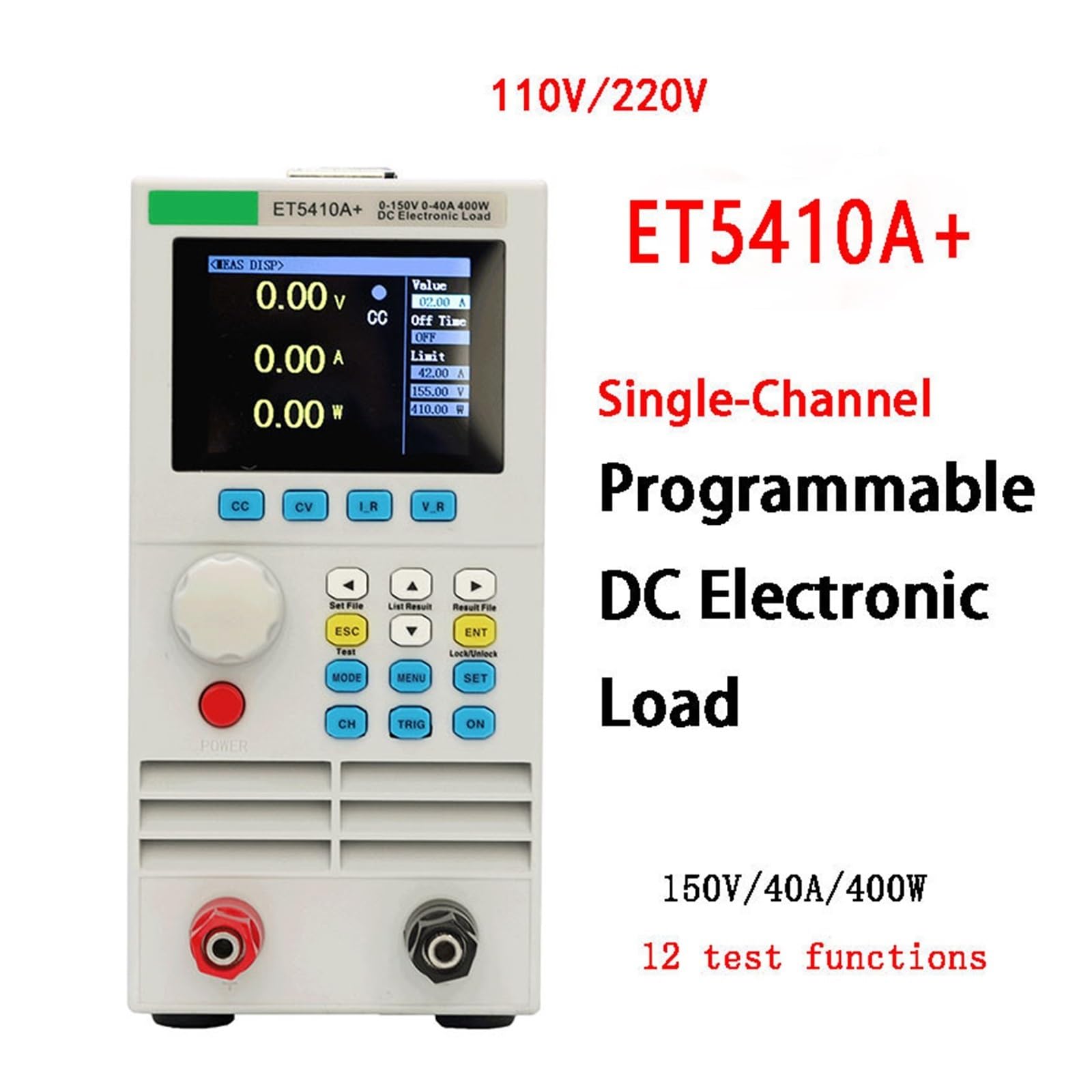 Probador de batería electrónico de carga de control digital de carga de CC programable de un solo canal, medidor de carga (Size : 220V)