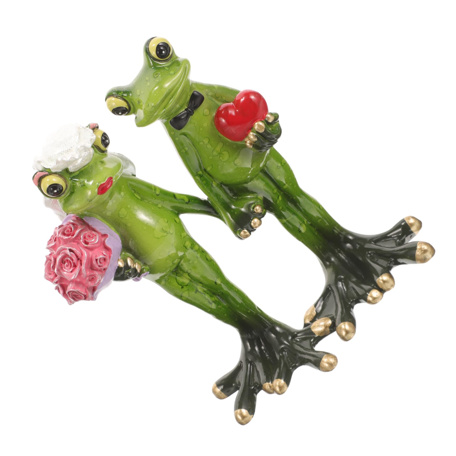 Garneck Statuetta Rana in Resina Decorazione Giardino Esterno Coppia Design Creativo per Prato e Stagno Regalo per Occasioni Speciali