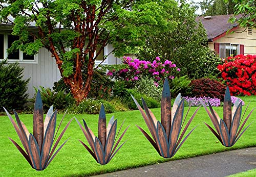 Tequila Rustic Sculpture, Diy Hand Painted Metal Agave Decor, Garden Yard Sculpture Lawn Home Ornaments, For Yard Stakes, Garden Figurines, Outdoor Patio (Small +Large Ball Not Included) #TOP2