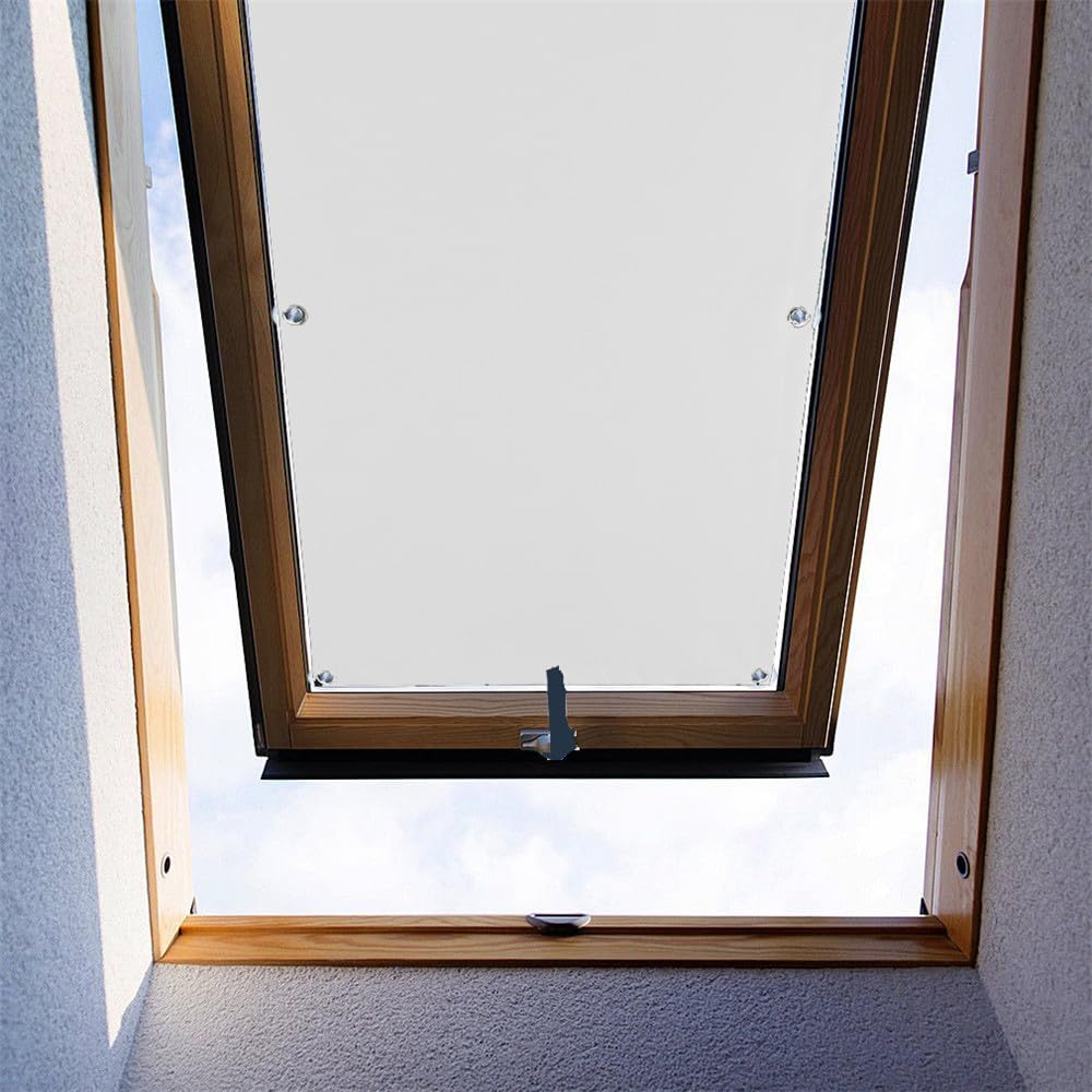 ZHhan Blackout Curtains for Roof Window Thermal Insulated Blackout Window Blinds with Sucker UV Protection for Bedroom, Baby Nursery Easy Installation (White,18.9"x59.1")
