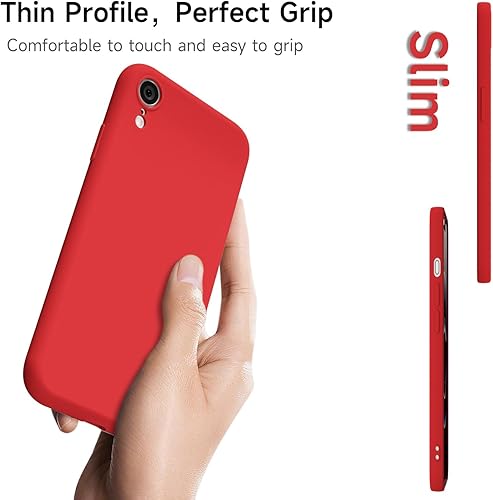 Miniatura 4 de Funda para iPhone XR de silicona líquida, funda de gel de goma suave ultra delgada, minimalista para mujeres, hombres, forro de microfibra y