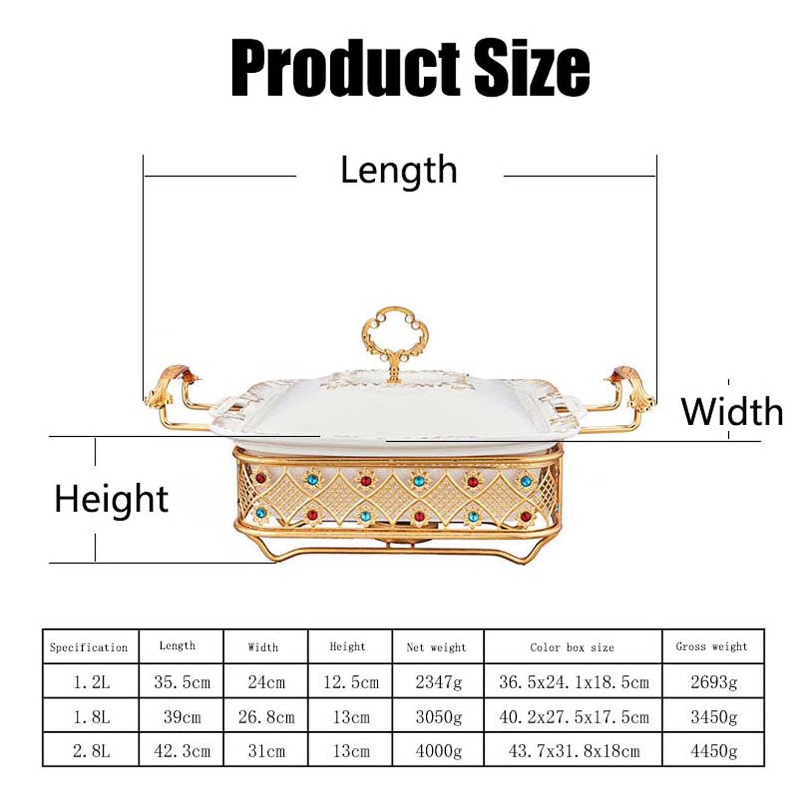 Scaldavivande a Buffet, Stufa a Buffet Quadrata in Ceramica, con Coperchi in Ceramica per Pentole in Ceramica, Stoviglie per Pentole Asciutte per Zuppe per Uso Domestico Multiuso,A,1.2L