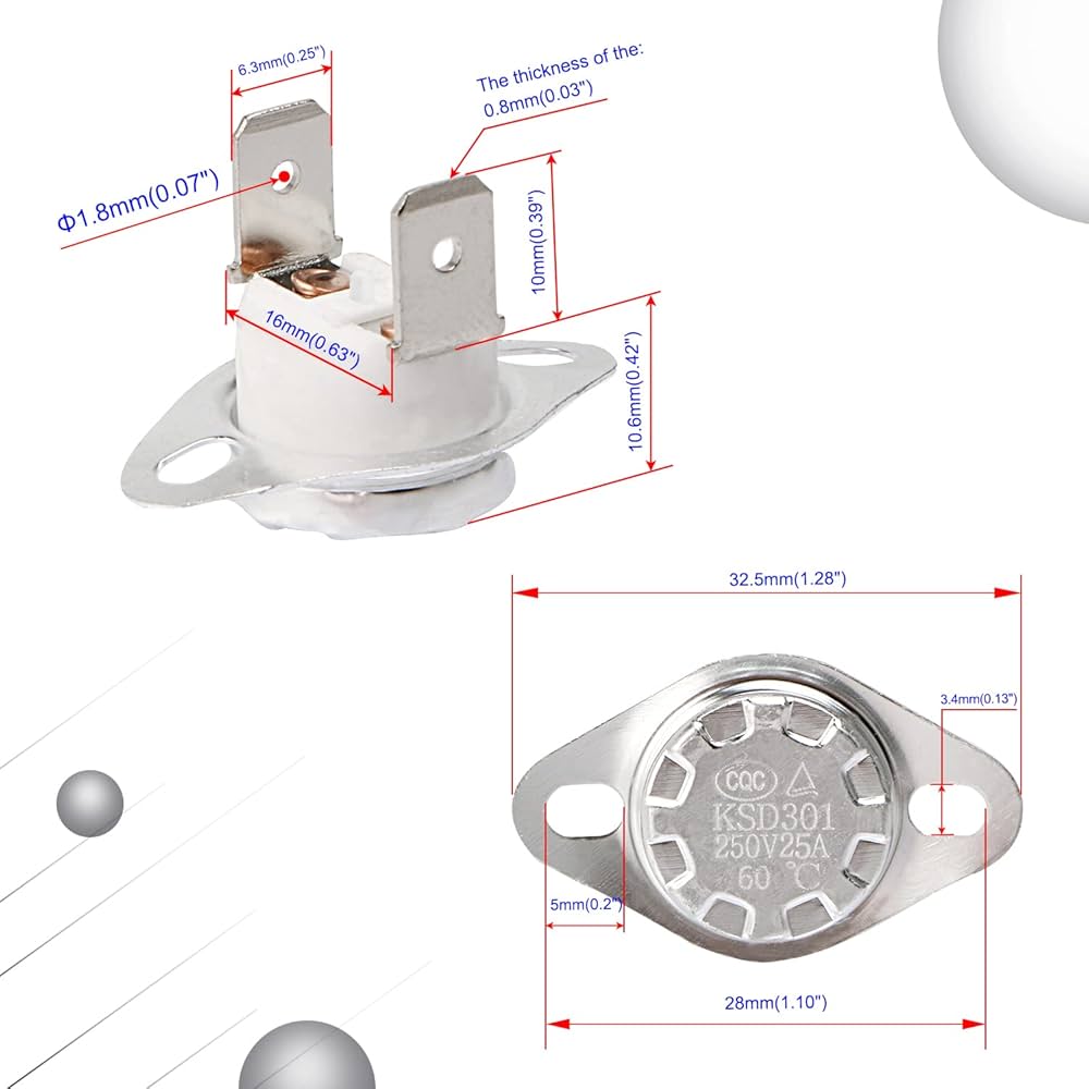 Amazon.co.jp: Aopin熱制御スイッチKSD301通常閉鎖NC 60度250V高電流 Amazon.co.jp: Aopin熱制御スイッチKSD301通常閉鎖NC 60度250V高電流