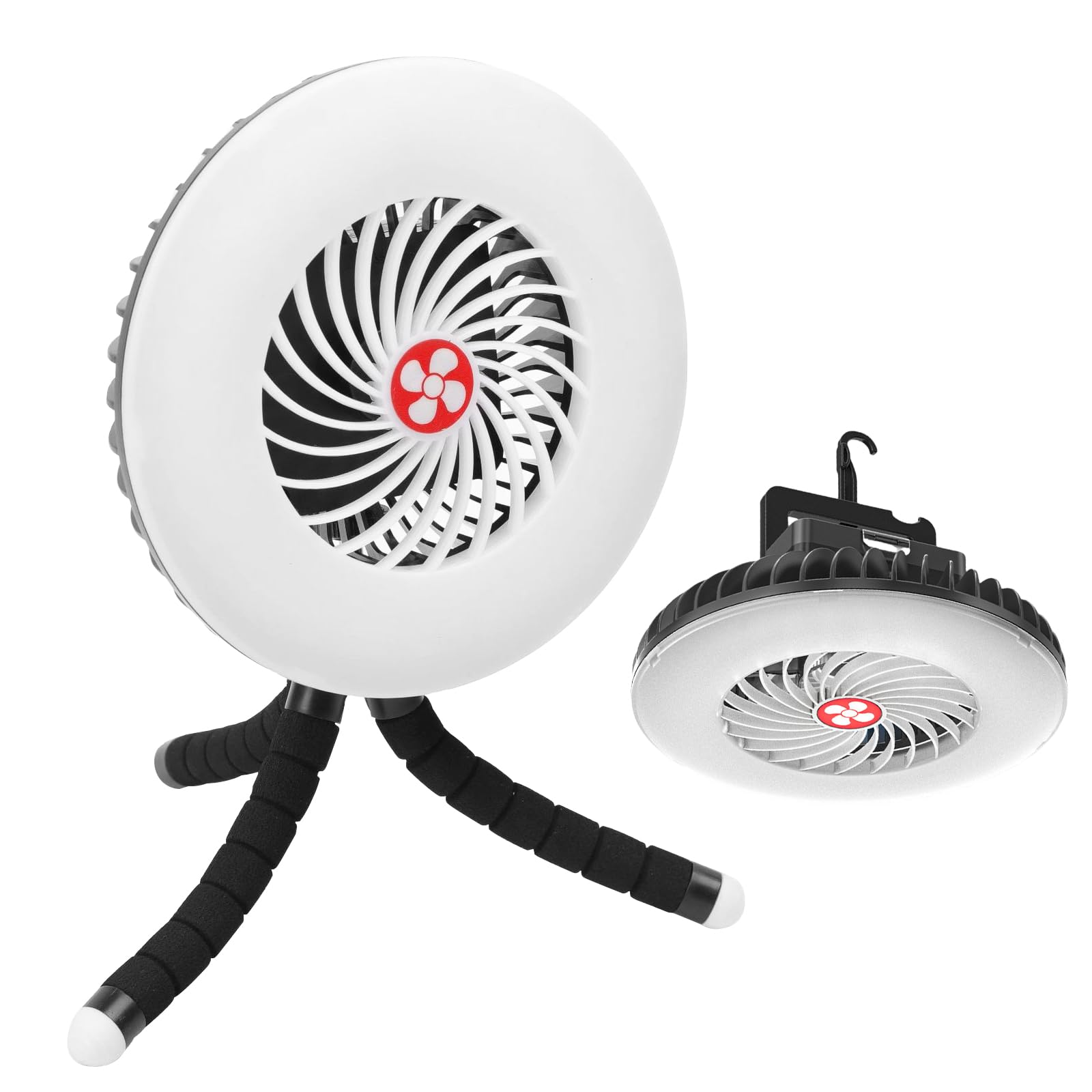 PORFOYO Lampada da campeggio a LED con ventilatore USB ricaricabile, ventilatore da campeggio con luce a LED, 1200 mAh, ventilatore da campeggio, ventilatore USB con luce per esterni, pesca