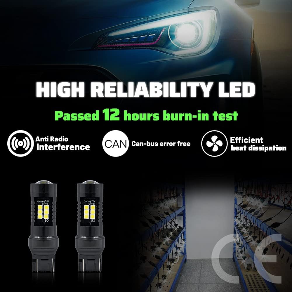 Żarówki LED DRL światło do jazdy dziennej T20 7443 W21/5W do 2009-2018 Ope.l Vauxhall Astra J 2 szt. ksenonowe białe żarówki Canbus LED DLR lampy miejskie