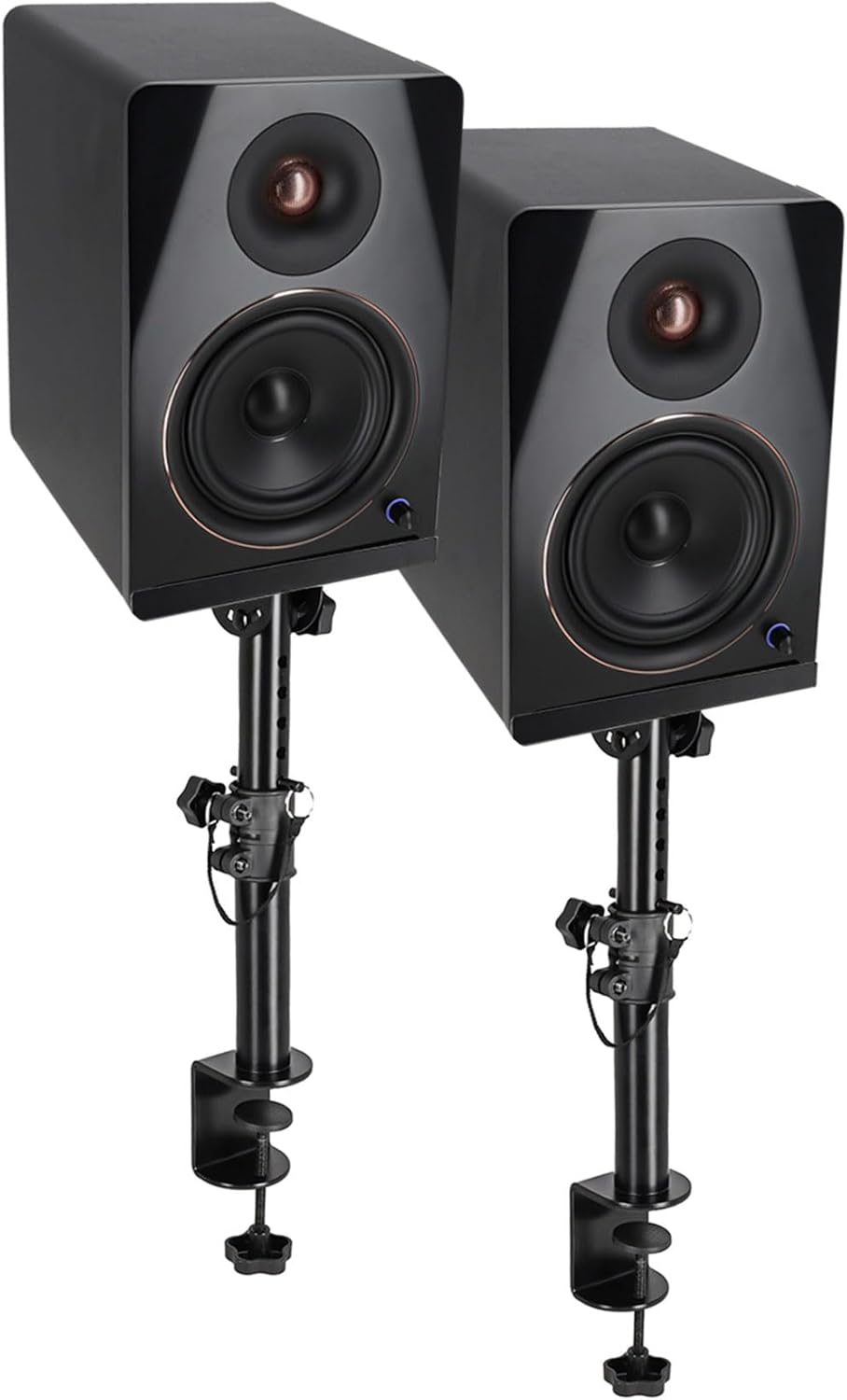 Rockville APM8B V2 Bundle: 8" 500W Peak Powered Studio Monitors w/ Bluetooth USB + DMS75 Desk Clamp Stands
