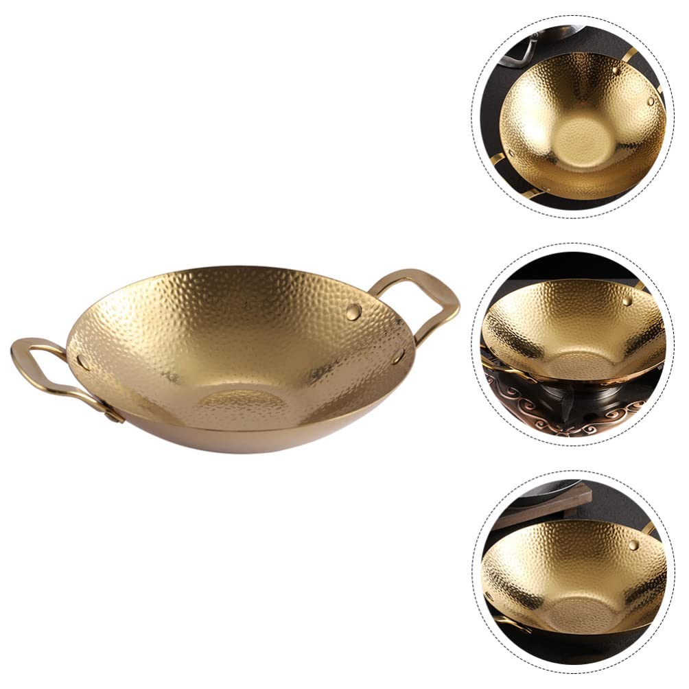 ZLLFHS Pentola Wok Padella Acciaio Inossidabile Stir Fry Pan Fondo Piatto Wok Cinese AntiGraffio Cottura Padella Pentole con 2 Maniglie per Induzione Gas 8 Pollici Padella Wok in Acciaio Inossidabile