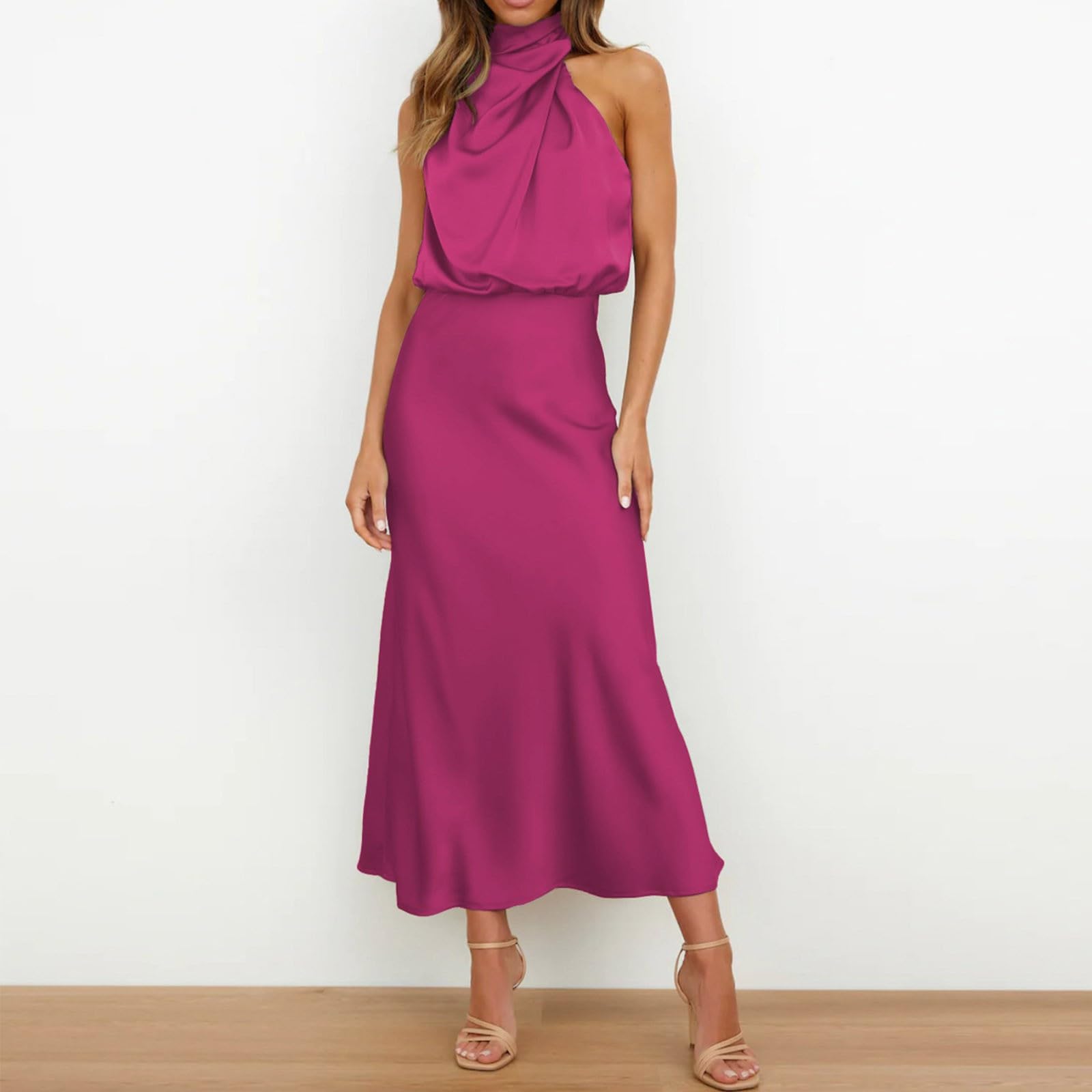 Vestidos Fiesta Largo para Mujer Elegante Maxi Vestido Ajustado sin Mangas Sexy Vestidos de Cóctel Fiesta Midi Mujer Vestido Formal para Invitada de Boda