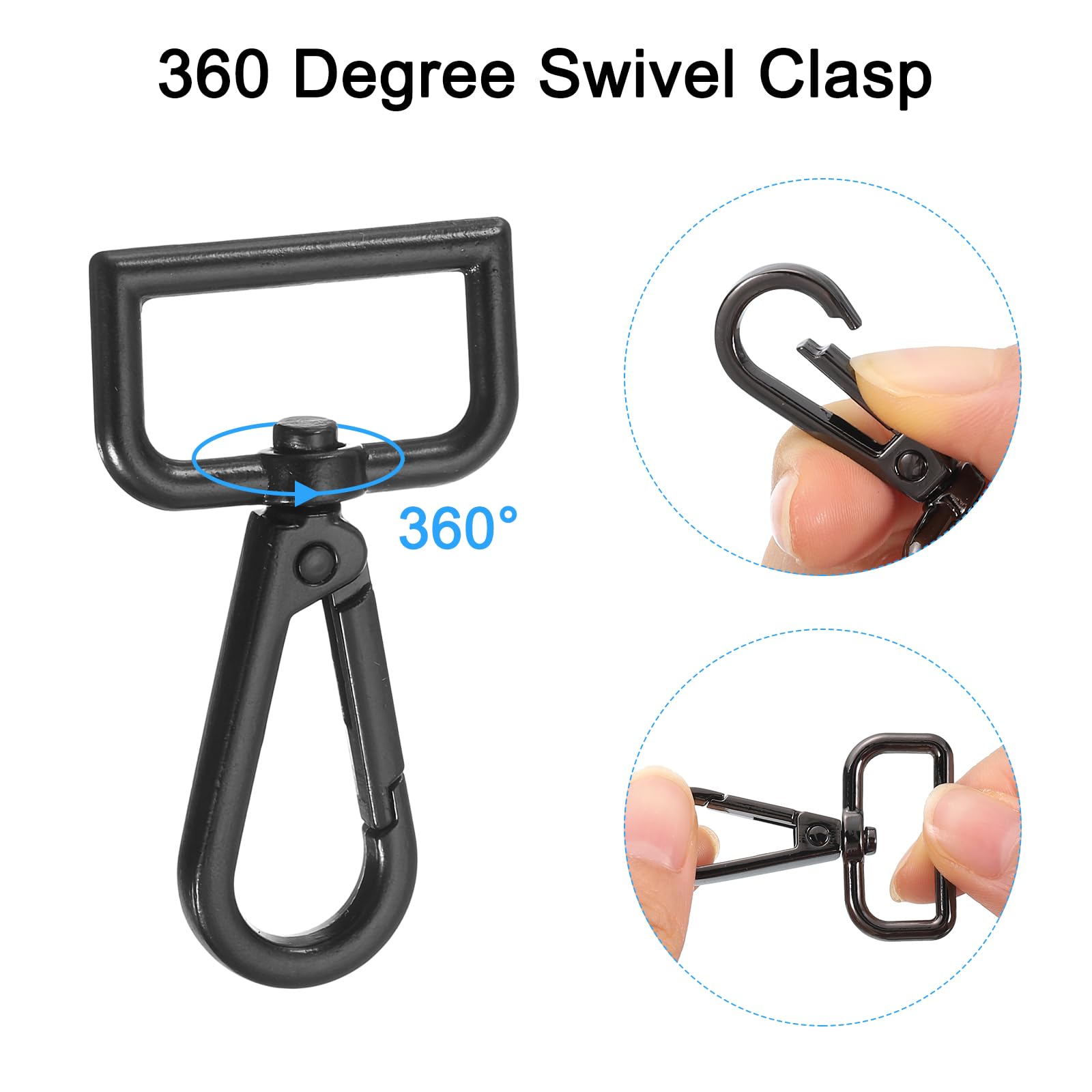 Uxcell Lot De 10 Fermoirs Pivotants, 2,5 Cm, Anneau En D, Fermoir Mousqueton En Métal Pour La Fabrication De Sacs à Main, Porte-clés, Sangle De Ceinture, Argenté