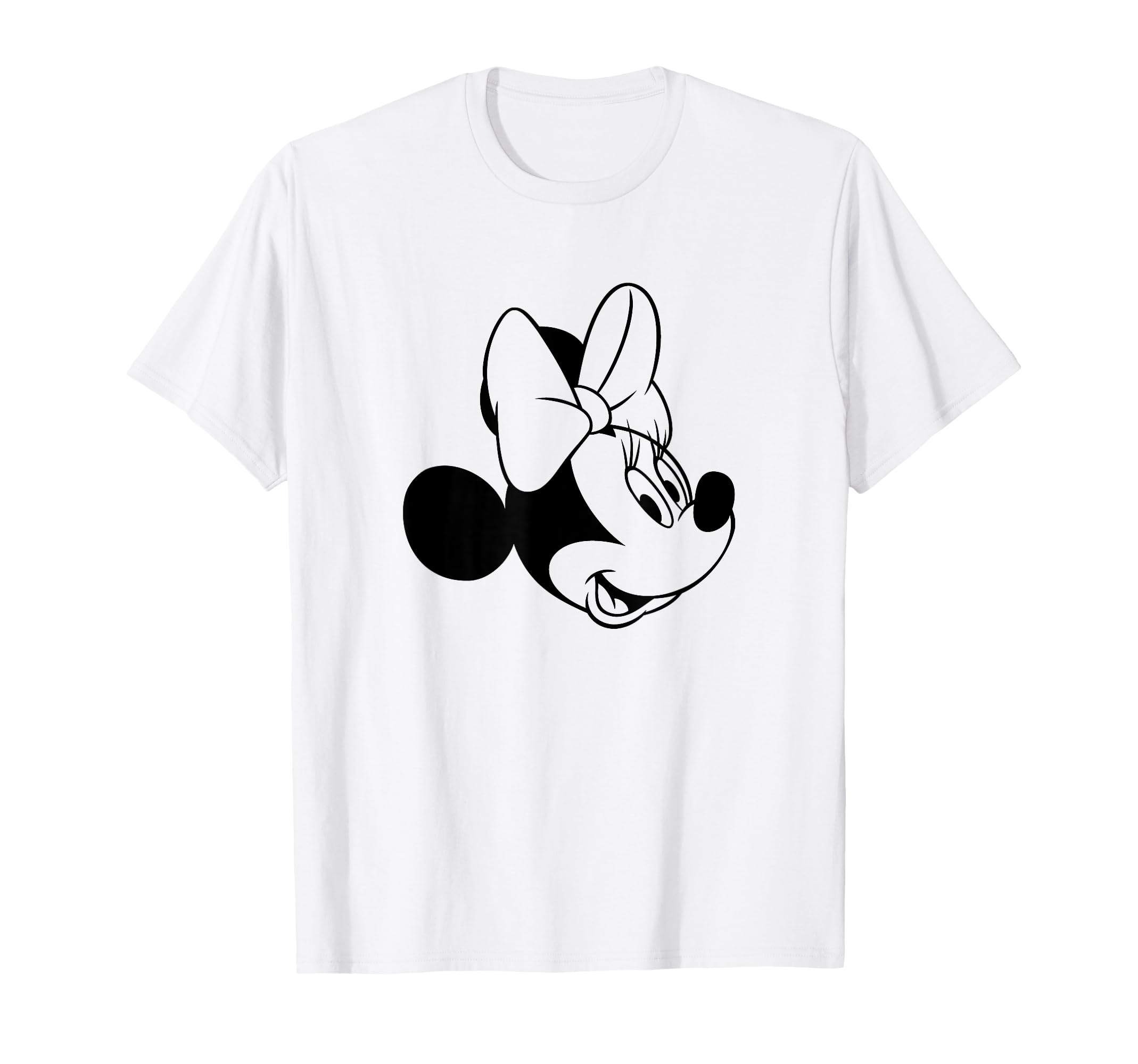 Amazon | ディズニー ミニーマウス 白黒ヘッドショット Tシャツ