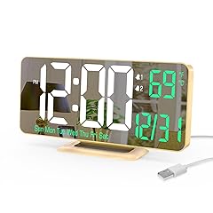 KOSUMOSU Desk Clock for Bedroom Accessories 6 . 7 in Gold Digital Alarm Clock with Dimming, 12 / 24