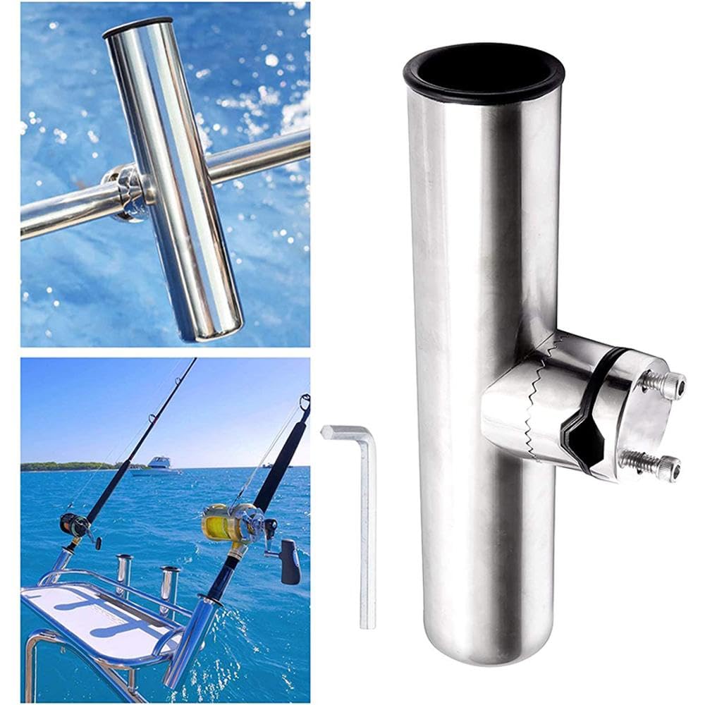 1 supporto per canna da pesca in acciaio inossidabile, supporto regolabile su rotaie montato di grado marino per barche e yacht