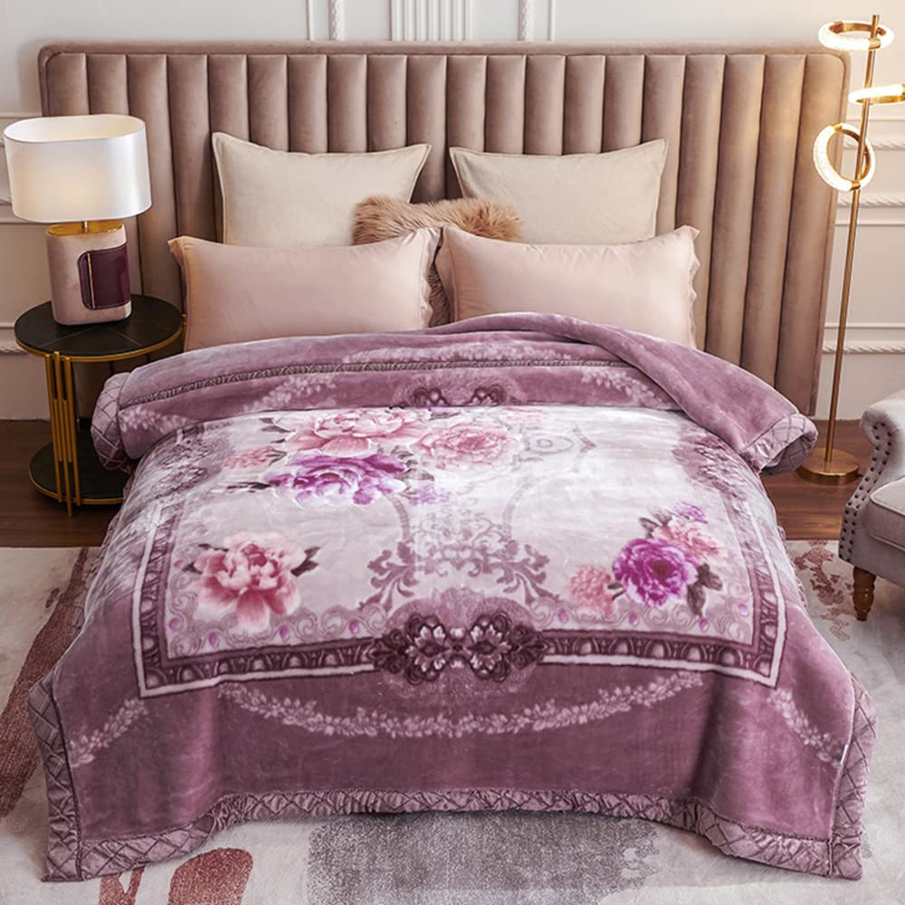 Plush Fleece Blanket, Winter Flannel Blanket King Size, Heavy Korean Faux Mink Blanket Super Winter Double Thick Blanket Soft, Warm, Thick, Printed Embossed Asian Bed Blanket,13,200 * 230cm 3.5Kg