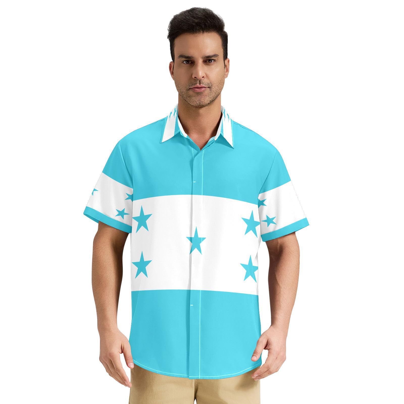 Camisas abotonadas para hombre, refrescantes y transpirables, para todas las estaciones, talla S