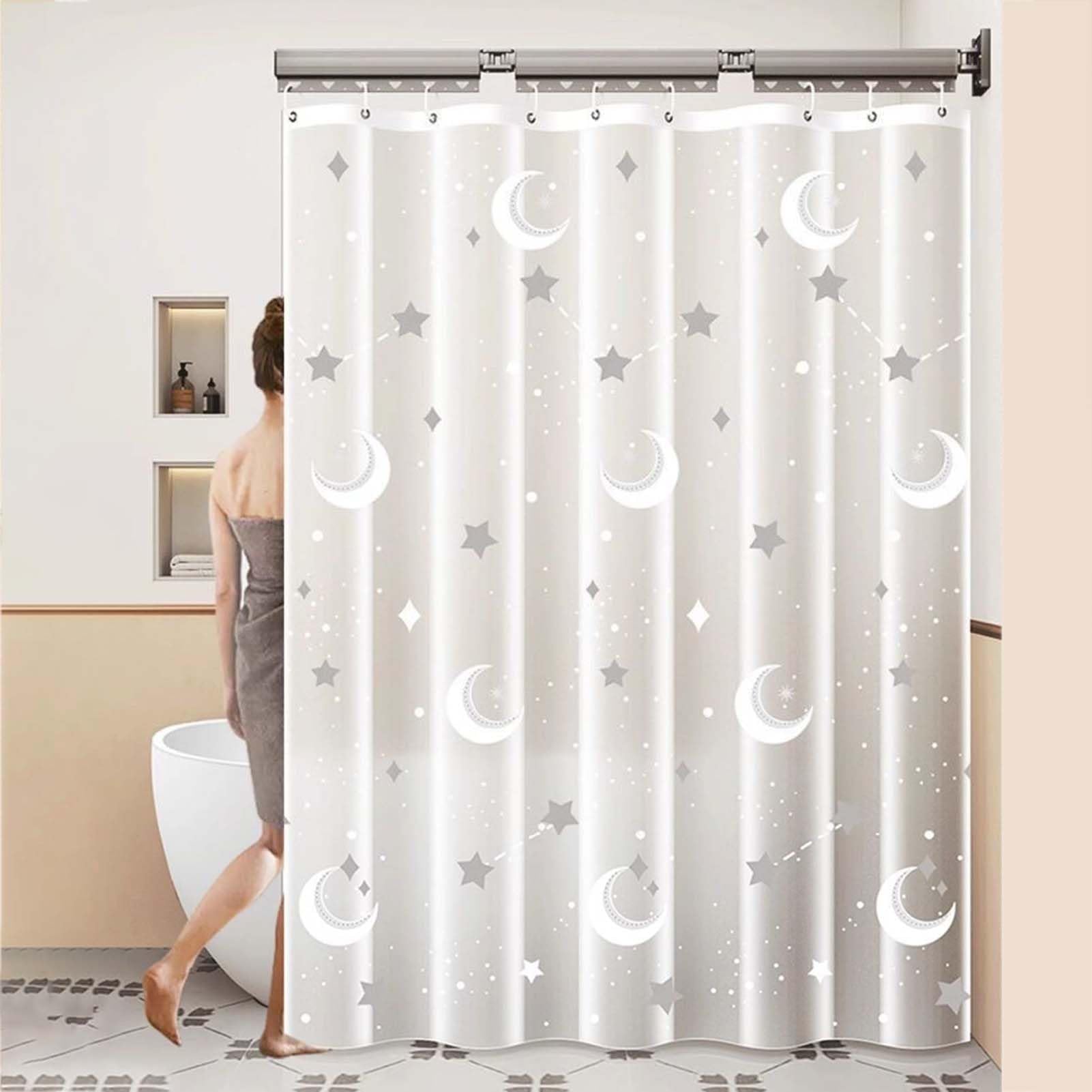 Cortina De Ducha Transparente con Ganchos Incluidos, Cortina De Baño Antideslizante, Material Suave Y Flexible, Mantiene El Baño Ordenado Y Elegante, Ideal para Uso Diario