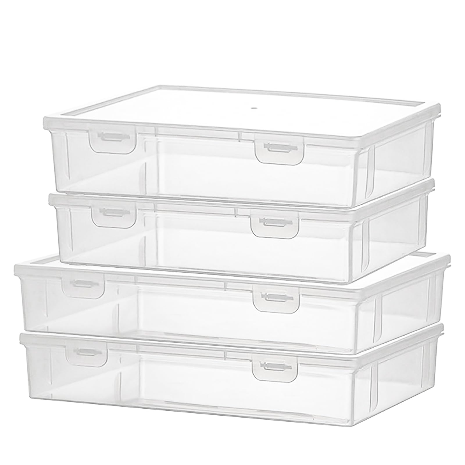 4 Pezzi Scatole Documenti Plastica Impilabili Scatola Dcumenti Portaoggetti Portatile Scatola File Trasparente con Scatto Scatole Documenti Plastica Portaoggetti per Lettere,Puzzle,Certificati