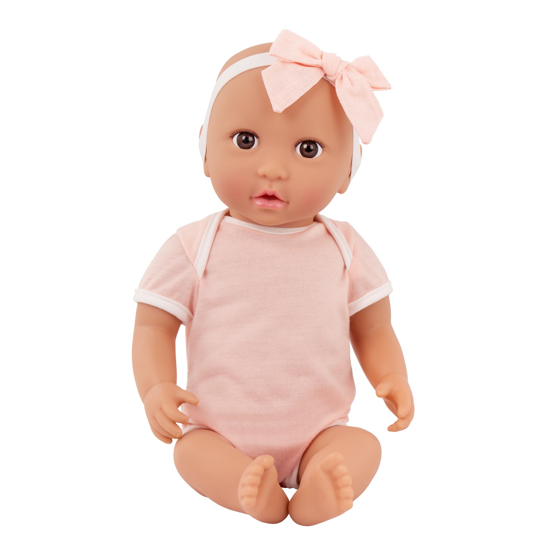 LullaBaby Realistyczna lalka niemowlęca 35 cm – kwiatowy przewijacz i różowa opaska na głowę z kokardą – Hazel Eyes & Fair Skintone – udawaj zabawę przez ponad 2 lata, laleczka niemowlęca i zawijane