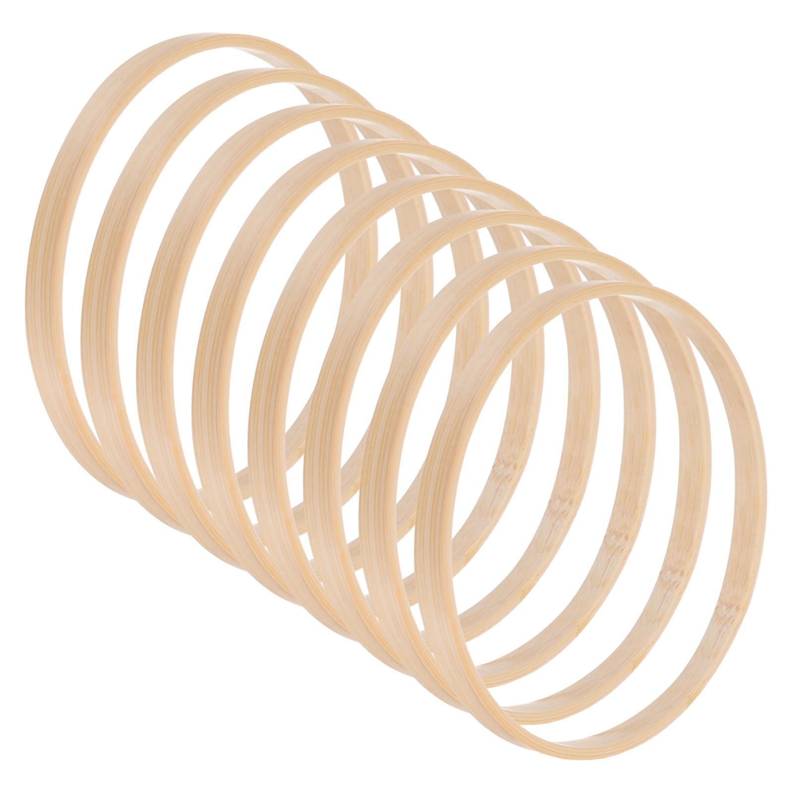 M METERXITY 8 Pack Wooden Bamboo Floral Hoop-5 Inch Craft Wreath Rings