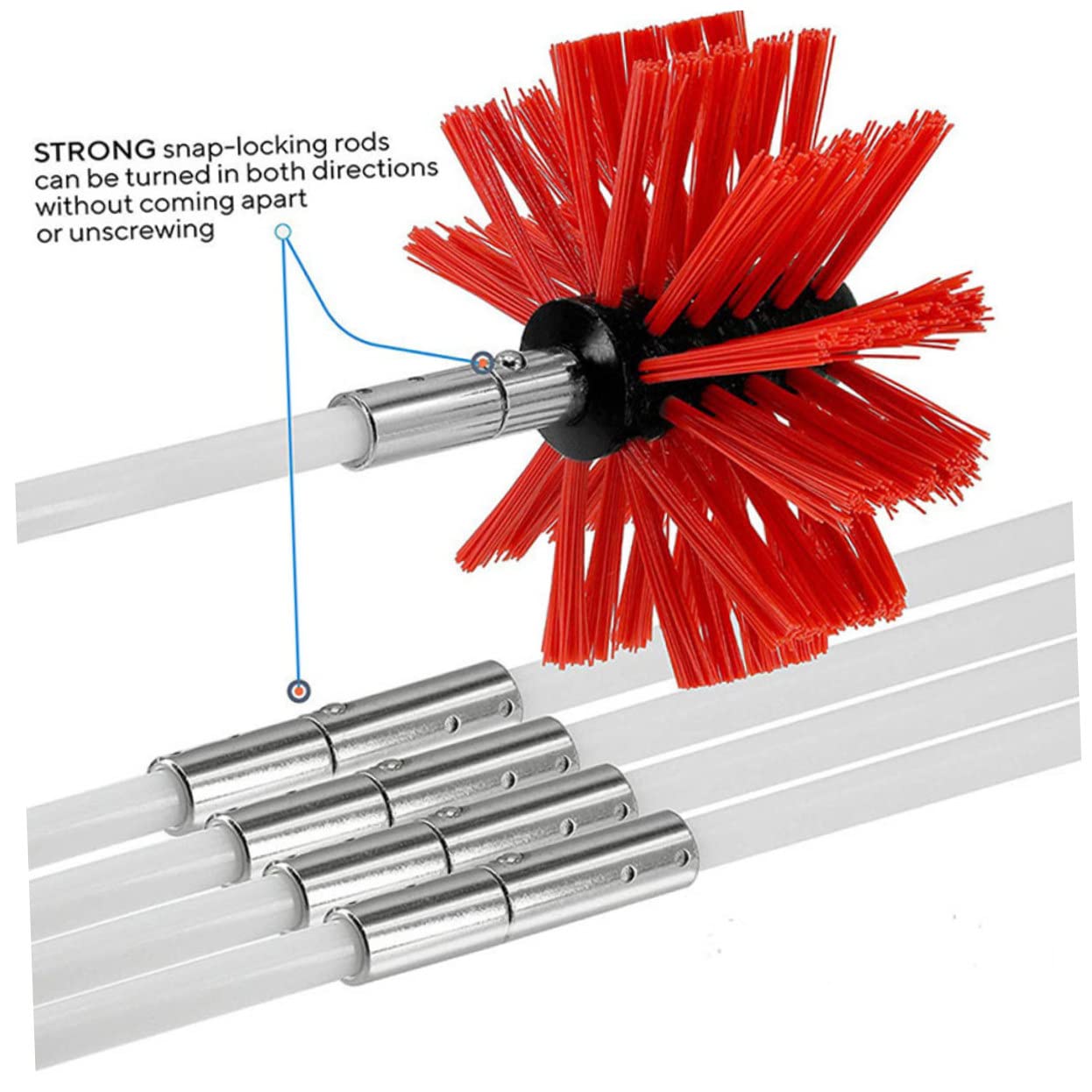 BESTYASH Spazzola per Pulizia Stufa in Nylon 9 Aste Telescopiche Espandibili, Adatta per Camini in Mattoni, Utilizzabile Trapano Elettrico per Copertura