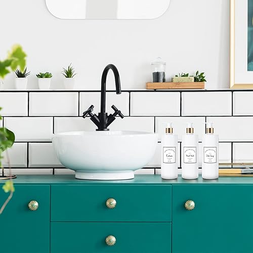 Miniatura 4 de Juego de 3 botellas con bomba de 16 onzas, botella de champú y acondicionador, dispensador de jabón recargable de plástico, dispensador de ducha con