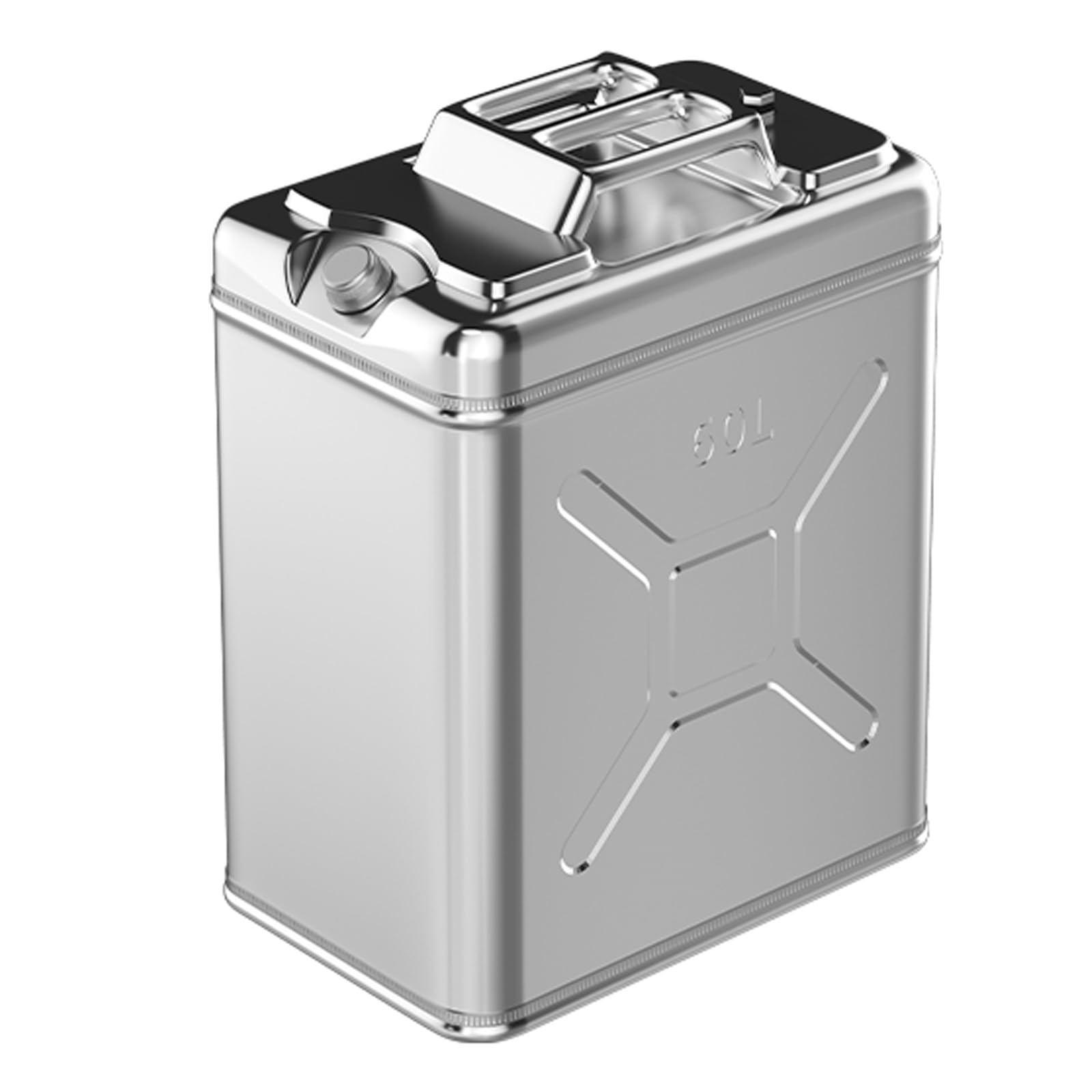 Bidons Essence, Jerrican Essence 20L, en Acier Inoxydable 304, avec Tube de Guidage D'Huile et Soupape de Purge, Conception Carrée, Idéal pour le Stockage de Carburant D'Urgence Dans(60L)