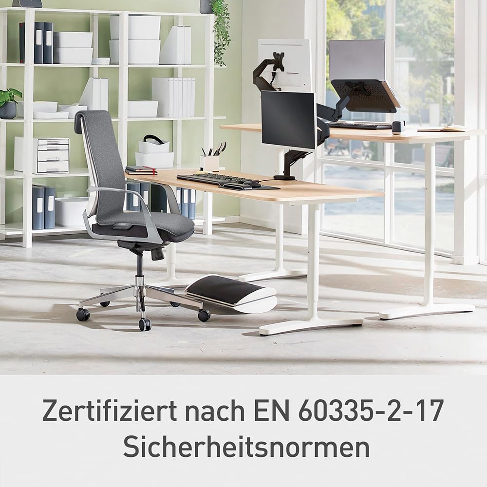 Leitz iComfi Beheizbare Sitzauflage mit Akku, Kabellose Heizauflage, 14 Stunden Akkulaufzeit, 3 Wärmestufen, Schnellaufheizung, Abschaltautomatik & abnehmbarem Bezug, Hellgrau, 130x40x8cm, 65940085