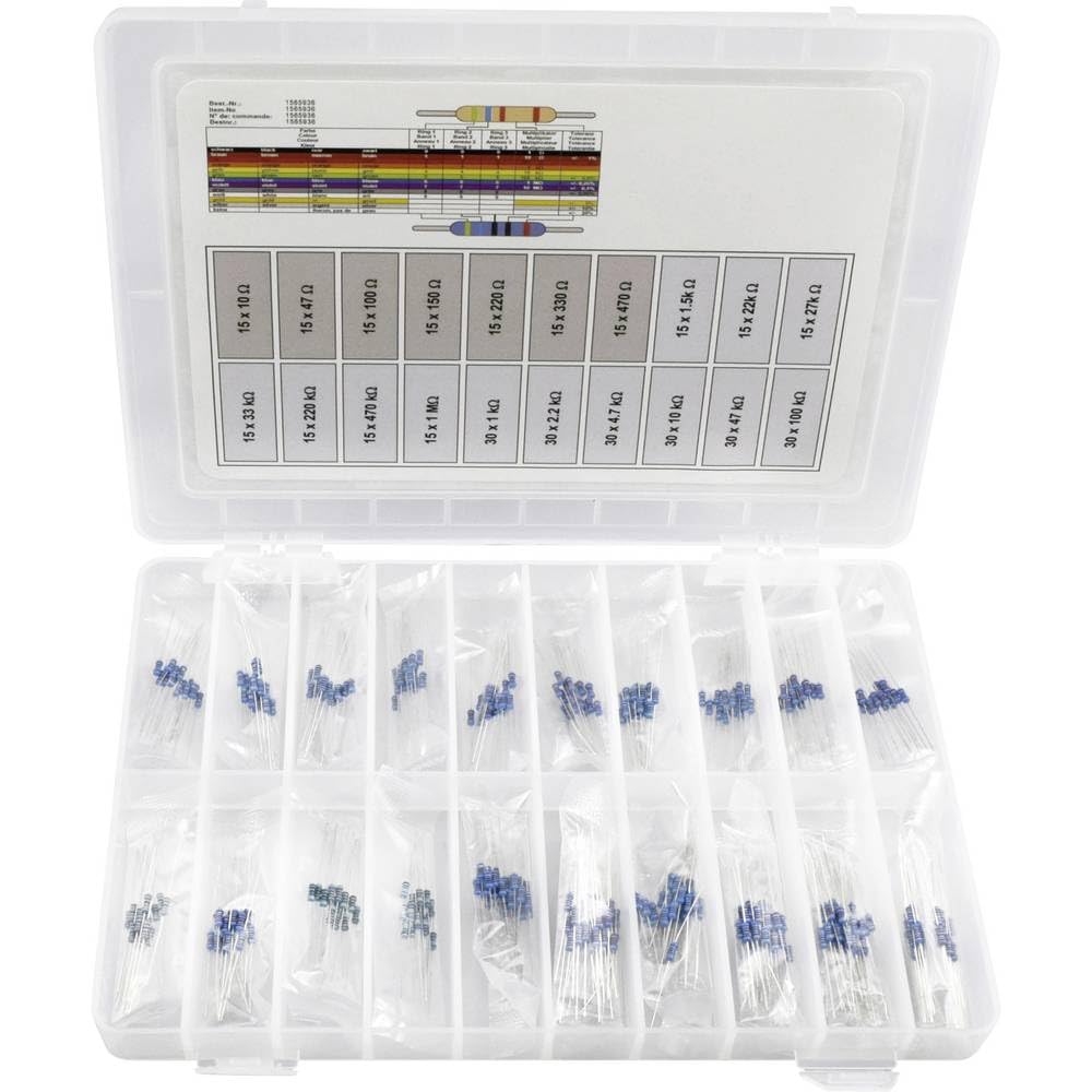 TRU COMPONENTS Metallschicht-Widerstand Sortiment Axial bedrahtet 0.25 W 1 % – 390 Stück