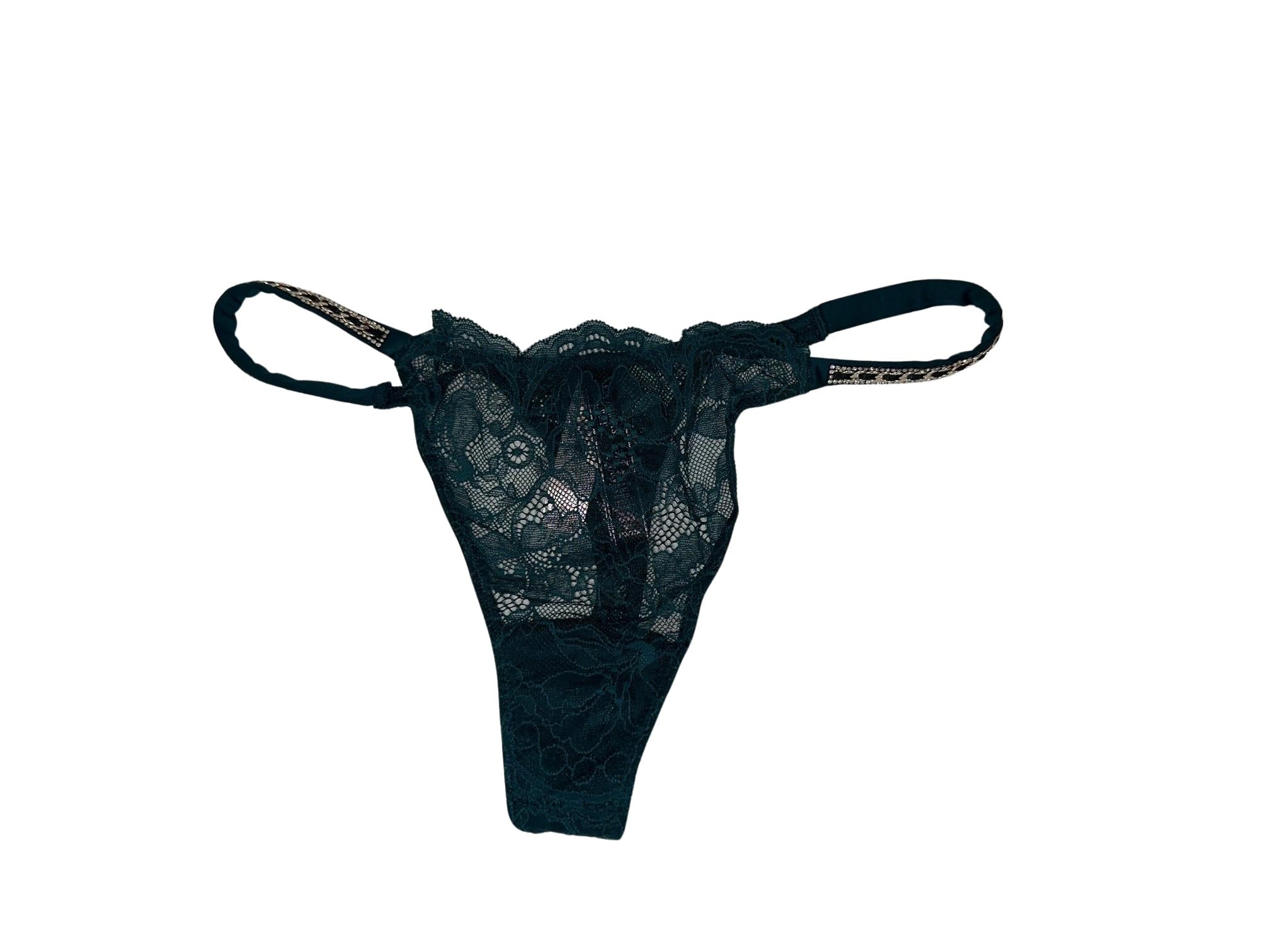 Victorias Secret Lace Shine Strap Thong Panty Color Green New