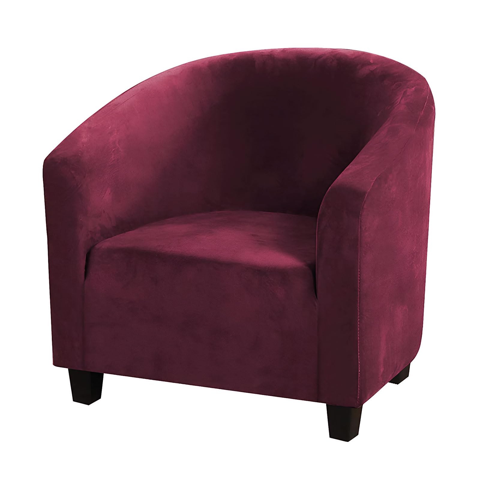 Mingfuxin Velvet Tub Chair Slipcover, High Stretch Club Chair Covers Washable Armchair Sofa Couch Covers Slipcovers Furniture Protectors for Dining Living Room Office(Wine Red, Velvet)