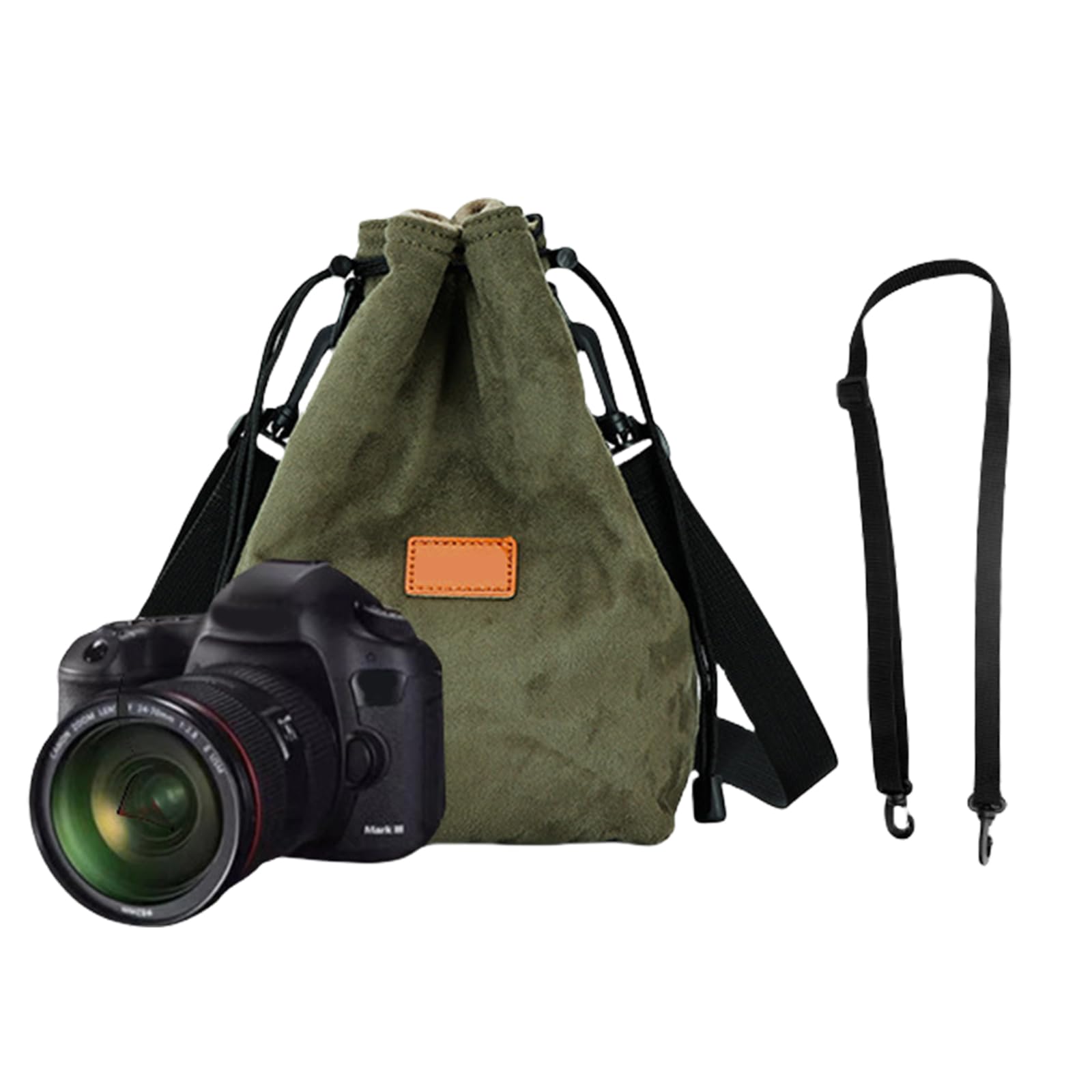 Camera Case Drawstring Bag Vintage DSLR Camera Bag Soft Lens Case with Shoulder Strap for Travel Storage Travel