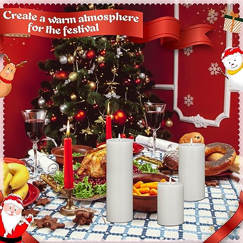 Image of Retisee 3 Pcs White 6 /8 /12 Icnhes Flameless LED Candles with Remote and 2 /4 /8h Timer Battery Operated Wax Flickering Candles for Wedding, Christmas, Church, Chapel, Memorial and Meditation Decor