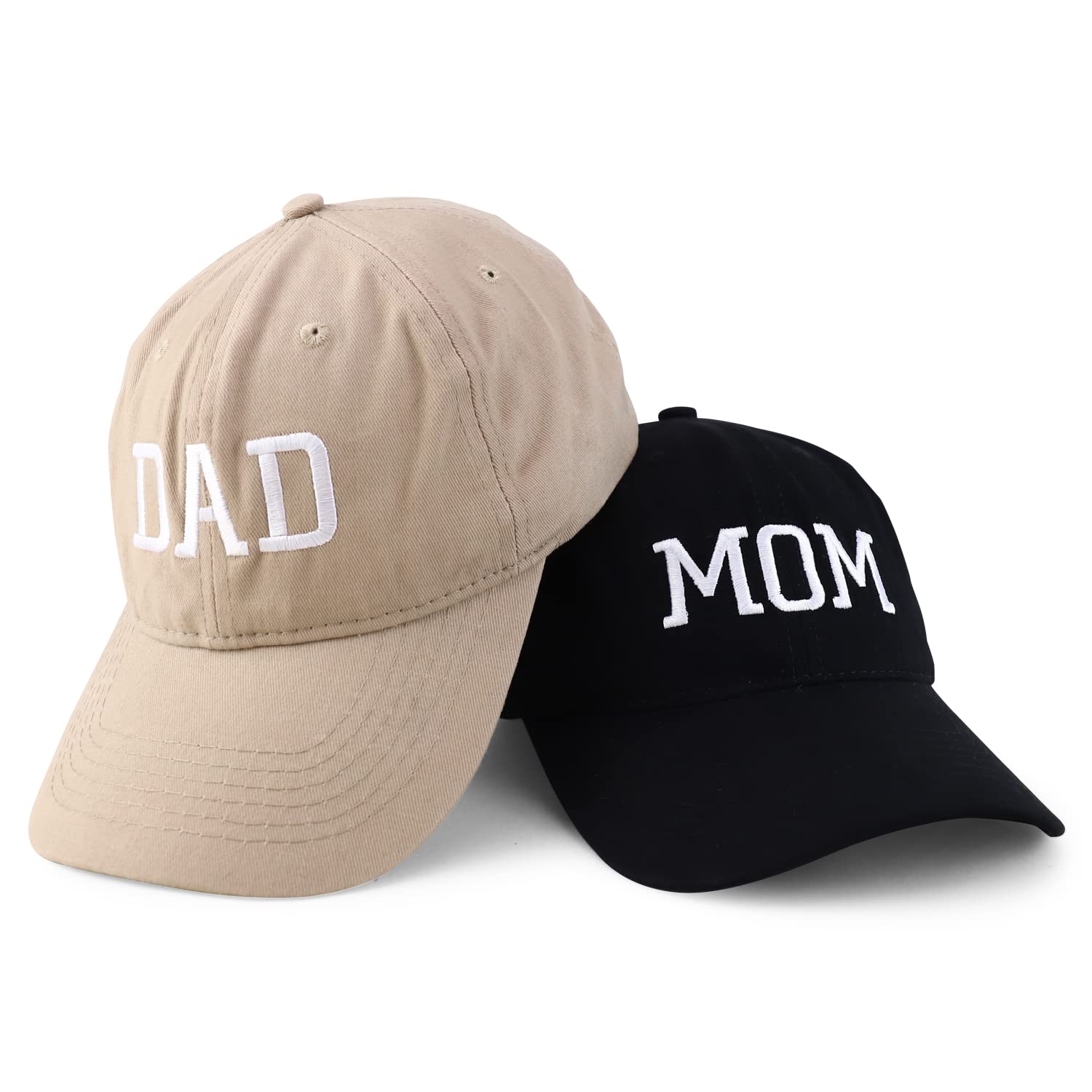 Trendy Apparel Shop Capital Mom and Dad Soft Cotton Couple 2 pc Cap Set