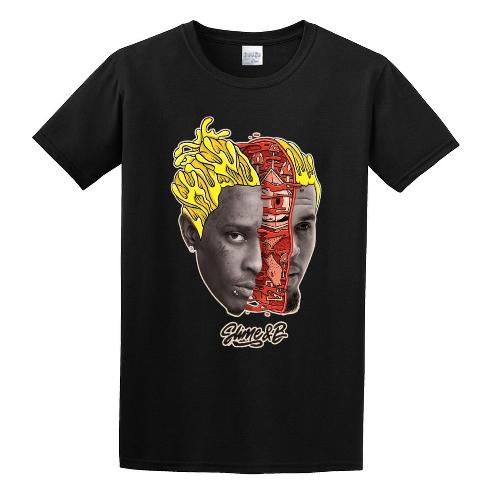 EVERBAB Men's Chris Brown Slime B T-Shirt Black XL