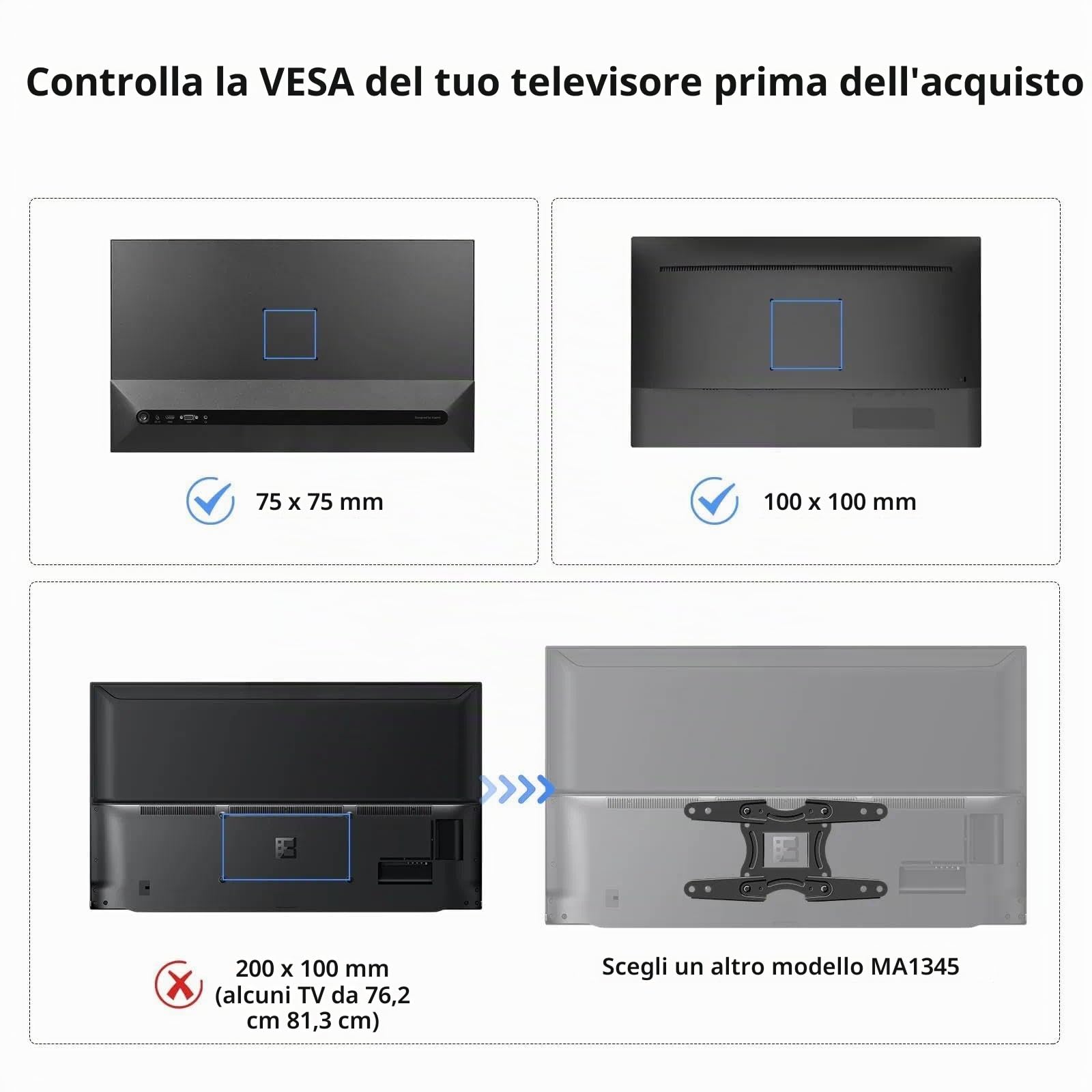 Suptek Staffa da Parete per TV 15-32 Pollici LED LCD OLED VESA 75/100mm Fino a 13kg MA2720