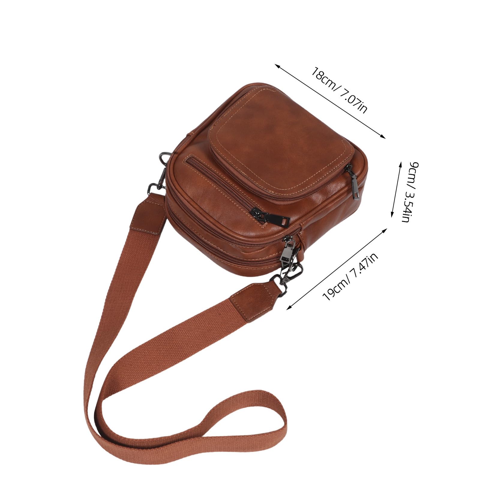 SOIMISS PU Portefeuille Téléphone Bandoulière Femme, Petit Paquet, Marron