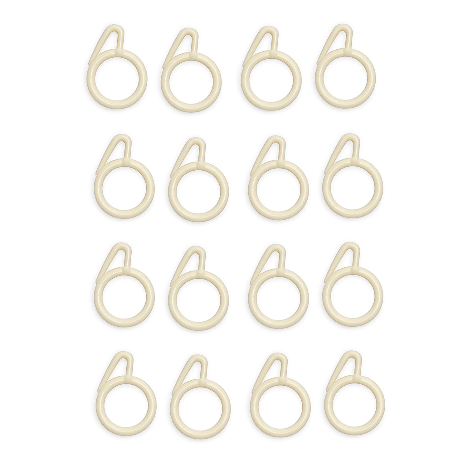 ProKart Premium Plastic Curtain Ring Hook for Doors Windows Bathroom Curtains 1.25 inch Ring Suitable for 1 inch Rod (Off White, 25)